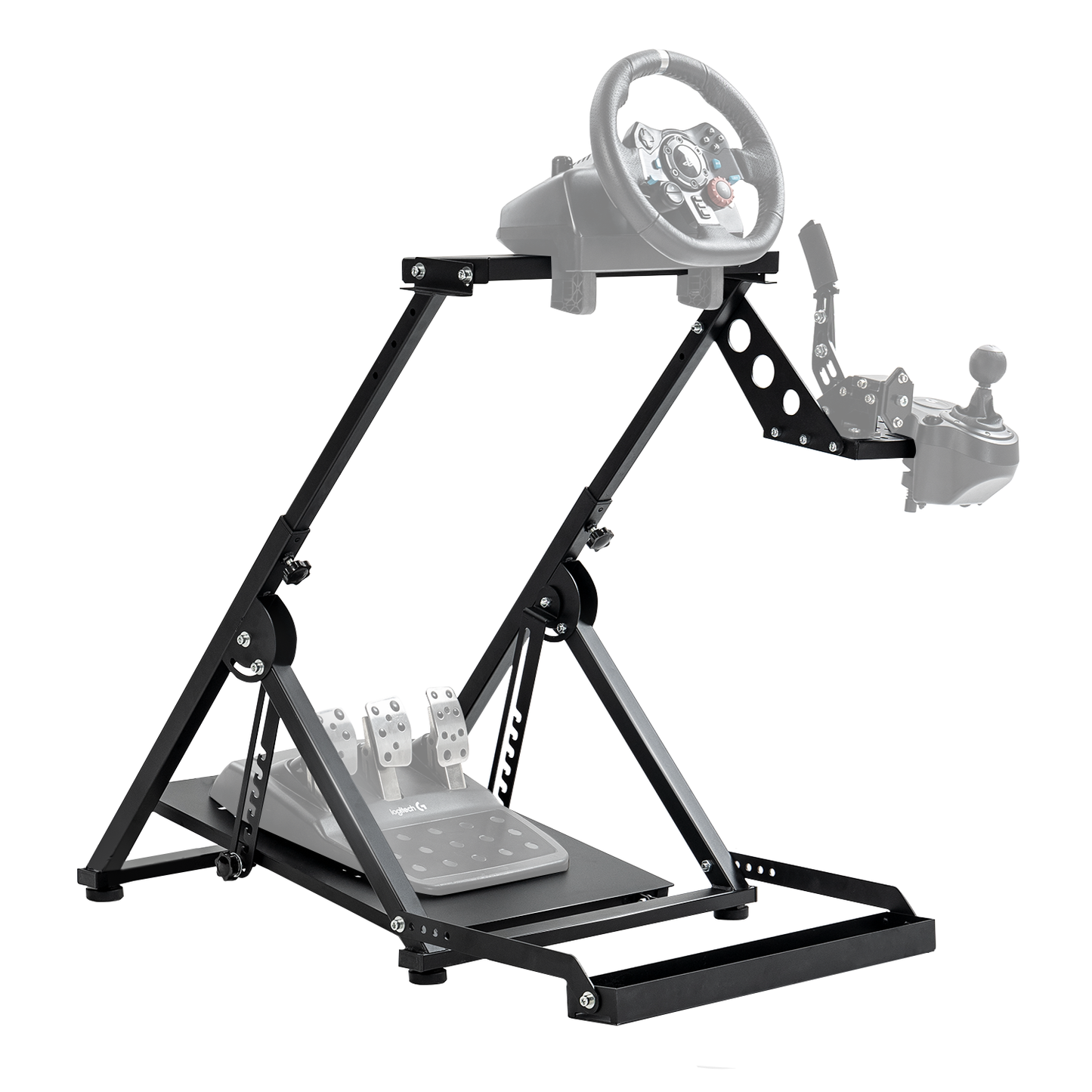 Dardoo Foldable Racing Steering Wheel Stand with Seat Slot Fit for Logitech G25 G27 G29 G920 G923 Thrustmaster T248X T248 T300RS T150T80 preinstalled Game Steering Wheel Stand Excluding Electronic