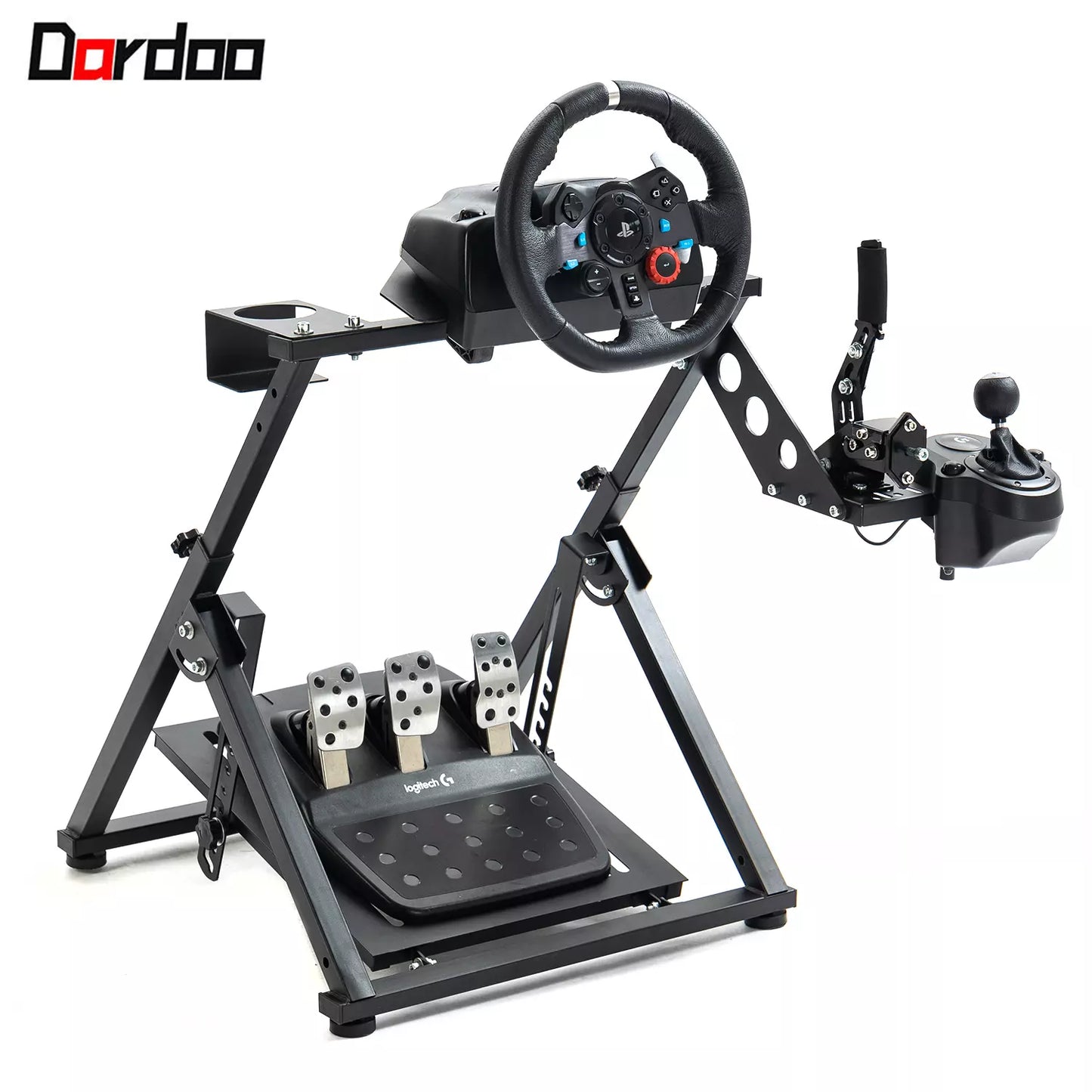 Dardoo Racing Steering Wheel Stand Foldable Fit for Logitech G27 G25 G29 G920, Thrustmaster PC, Xbox PS4 Platforms Racing Simulator Cockpit Frame Adjustable Without Wheel,Shifter &Pedal