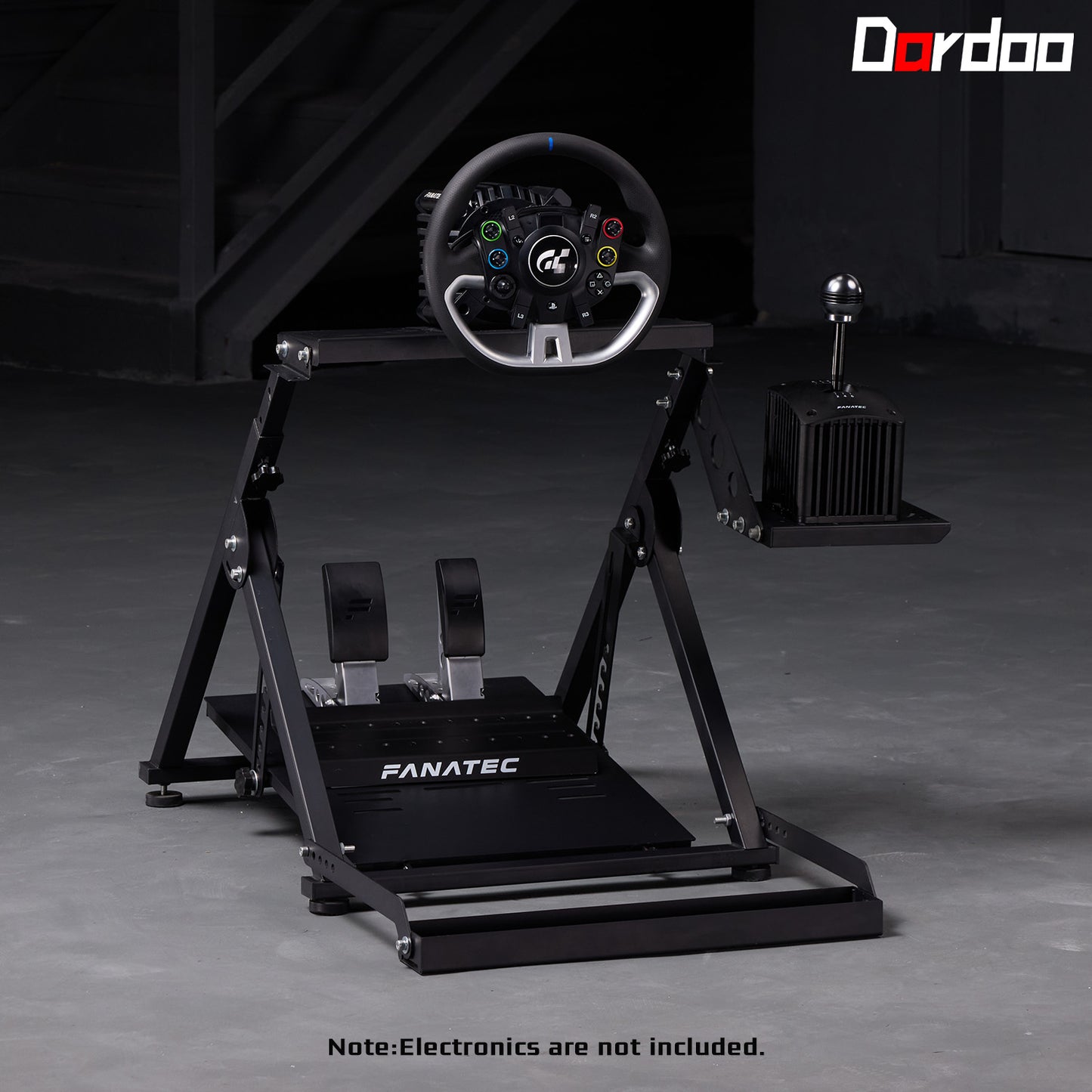 Dardoo Foldable Racing Steering Wheel Stand with Seat Slot Fit for Logitech G25 G27 G29 G920 G923 Thrustmaster T248X T248 T300RS T150T80 preinstalled Game Steering Wheel Stand Excluding Electronic
