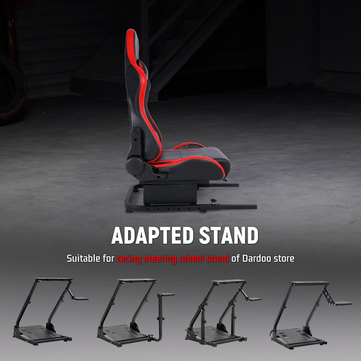 Dardoo Adjustable Rear Seat Frame with Comfortable Gaming Seat , Extended to Complete Racing Simulator Cockpit with our Steering Wheel Stand, Support DIY!