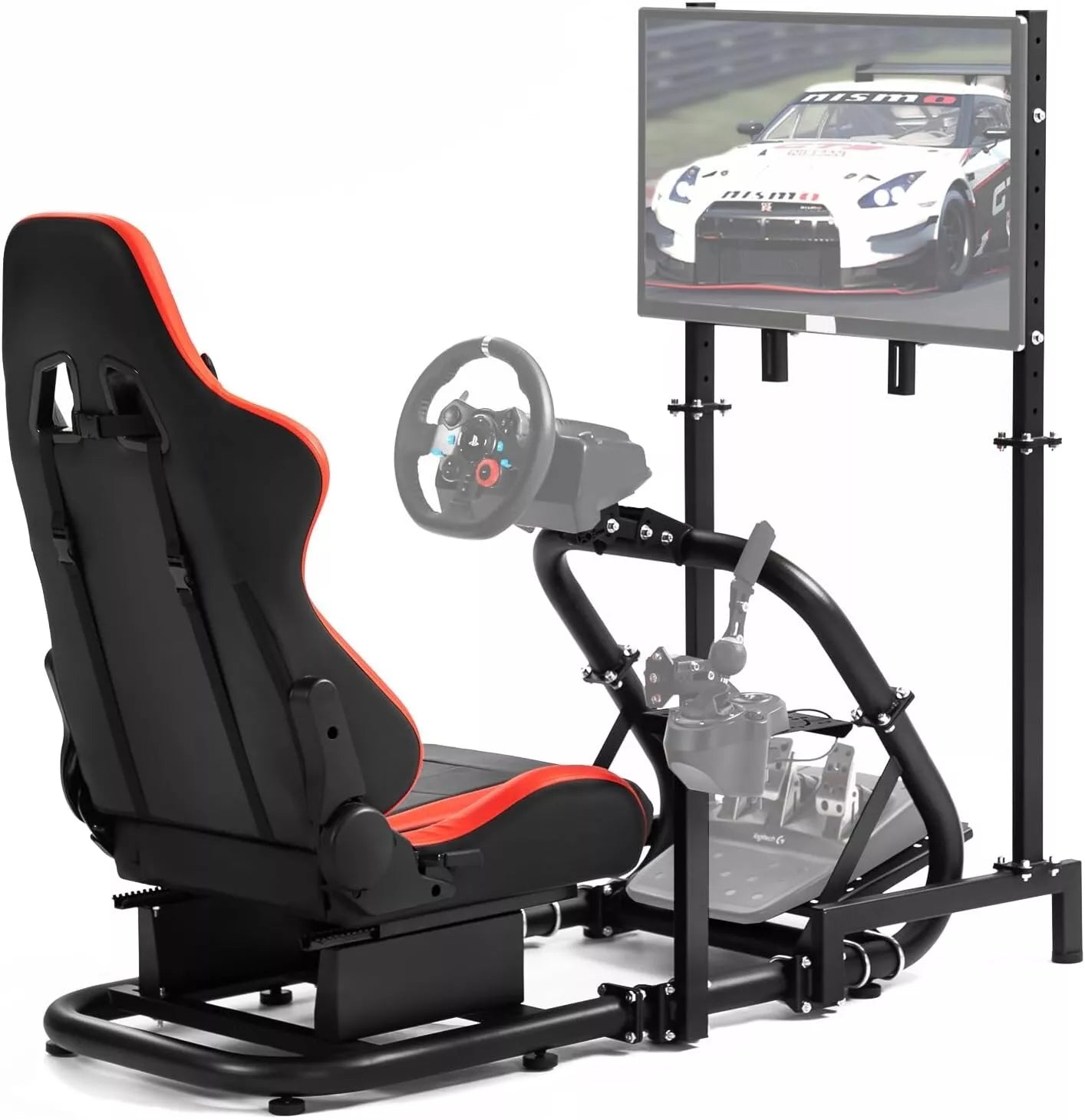Dardoo Sim Racing Cockpit with TV Stand Seat Fit Logitech G29 g920 Thrustmaster