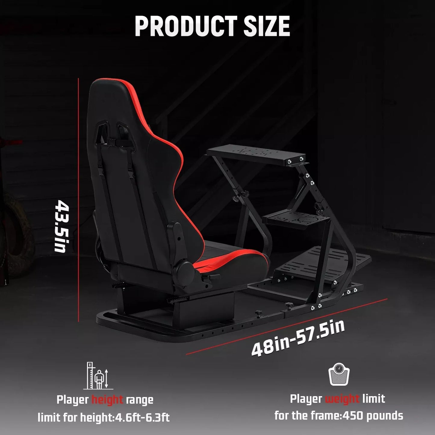 Dardoo G923 Racing Simulator Cockpit,Steering Wheel Stand with Red Seat , Fits for Thrustmaster/Logitech/Fanatec G29, G920, T248 T300RS T150, No Pedal Steering Wheel Shifter