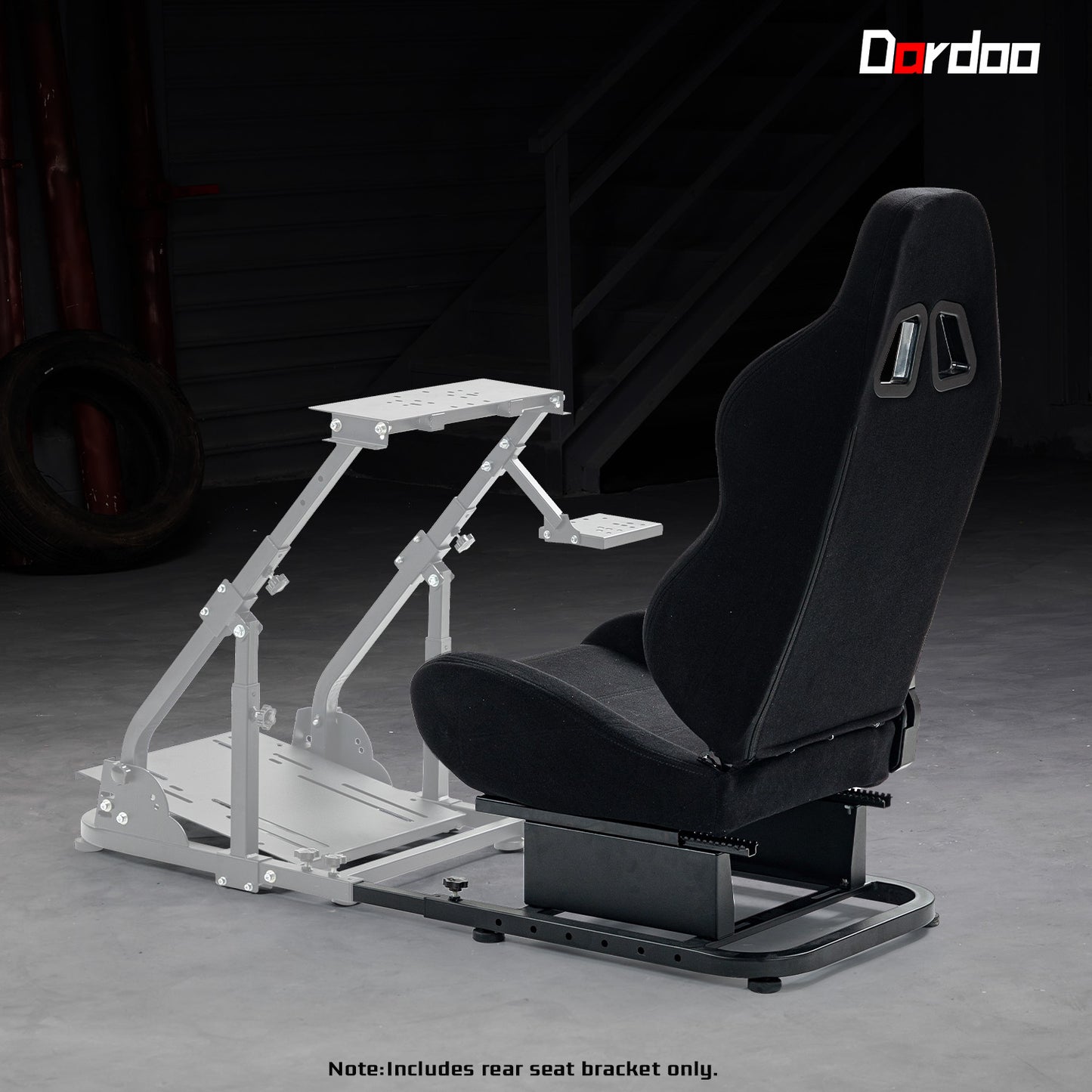 Dardoo Adjustable Rear Seat Frame with Comfortable Gaming Seat , Extended to Complete Racing Simulator Cockpit with our Steering Wheel Stand, Support DIY!