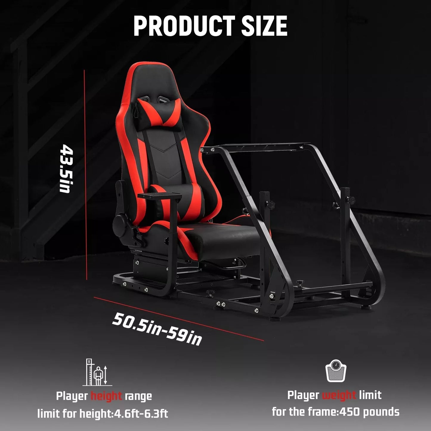 Dardoo Racing Simulator Cockpit with Red Seat Fits for Logitech G920 G923 Xbox