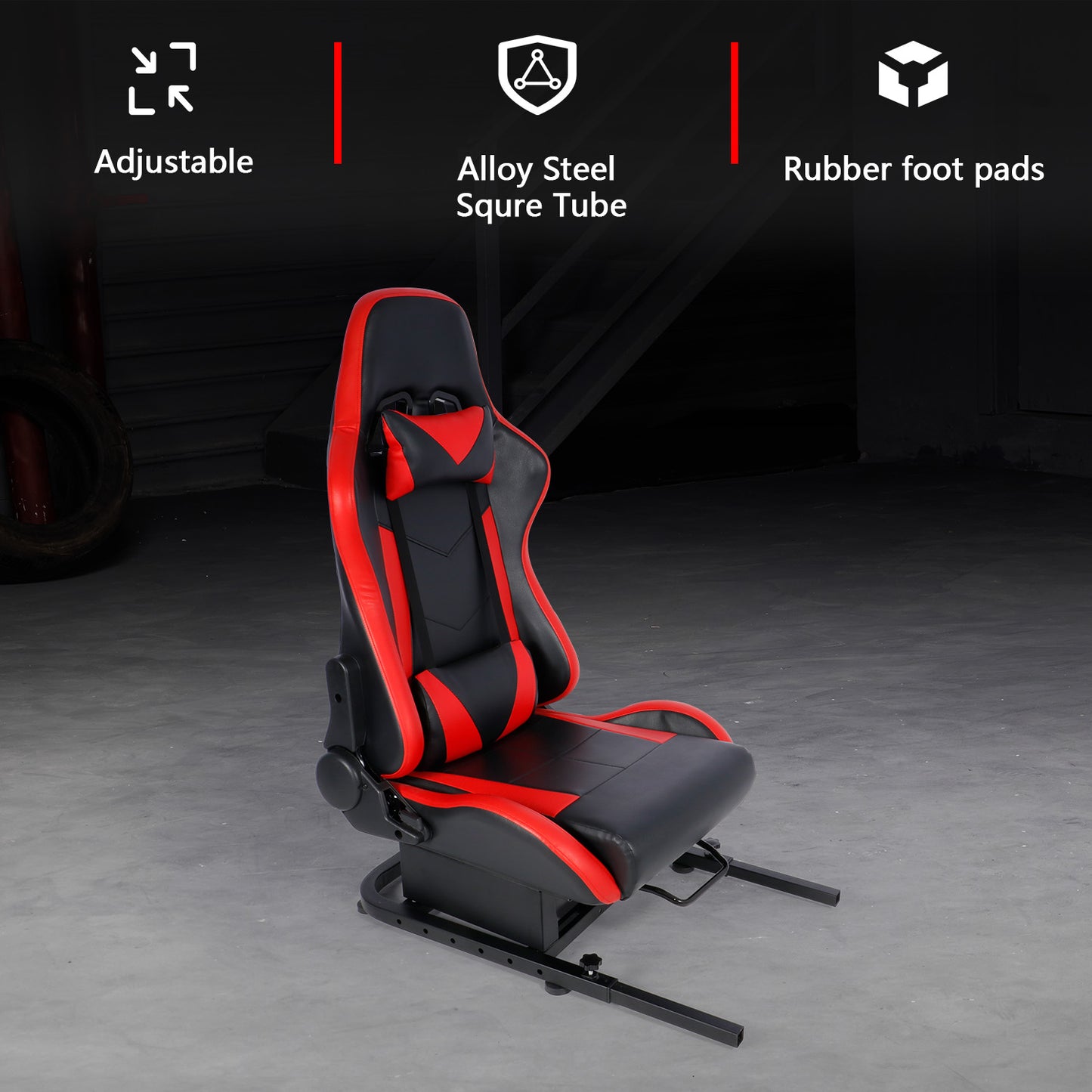 Dardoo Adjustable Rear Seat Frame with Comfortable Gaming Seat , Extended to Complete Racing Simulator Cockpit with our Steering Wheel Stand, Support DIY!