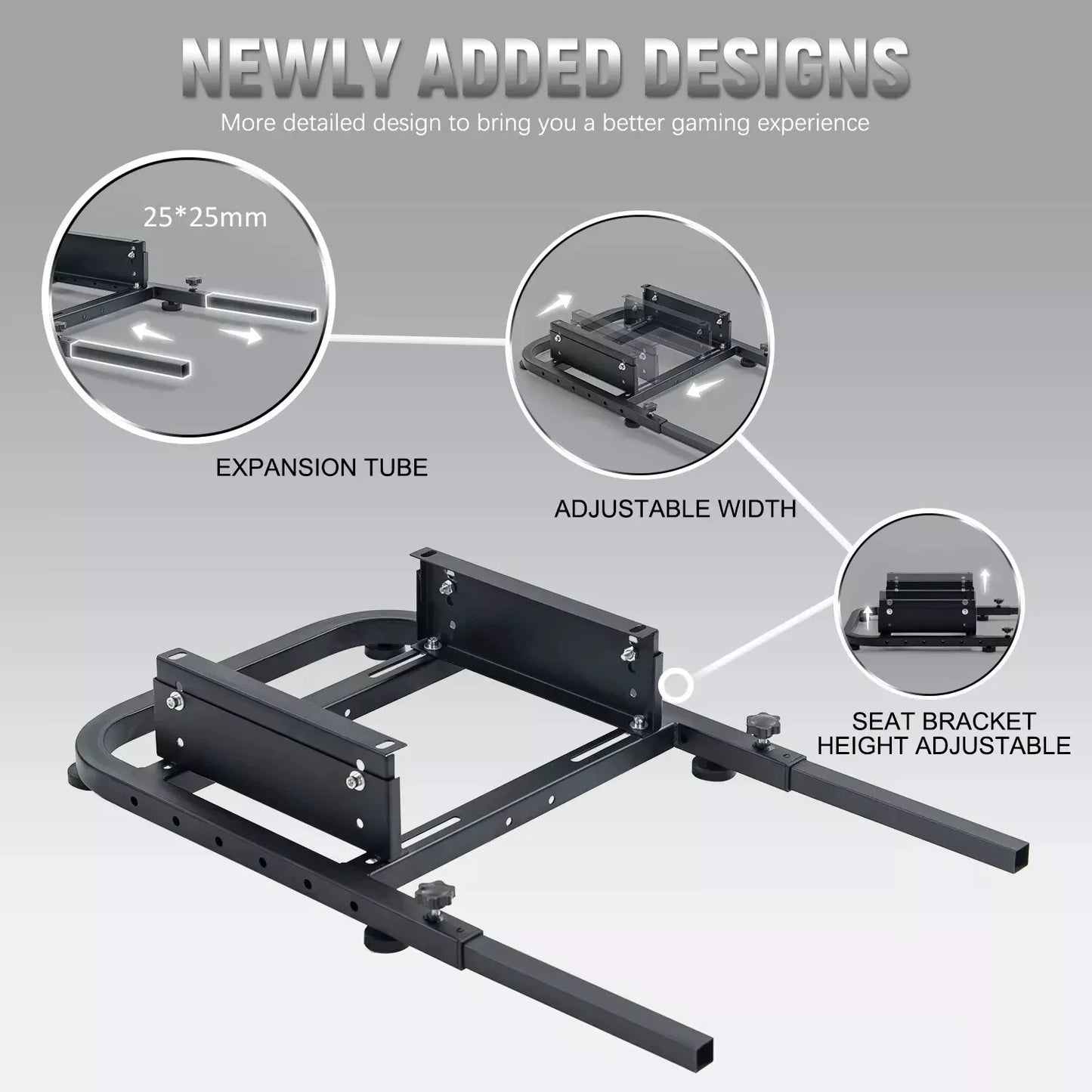 Dardoo Adjustable Rear Seat Frame Separatly with Racing Wheel Stand , Fits Most Racing Seats, Suitable for DIY for Rear Seat Frame and Steering Wheel Stand