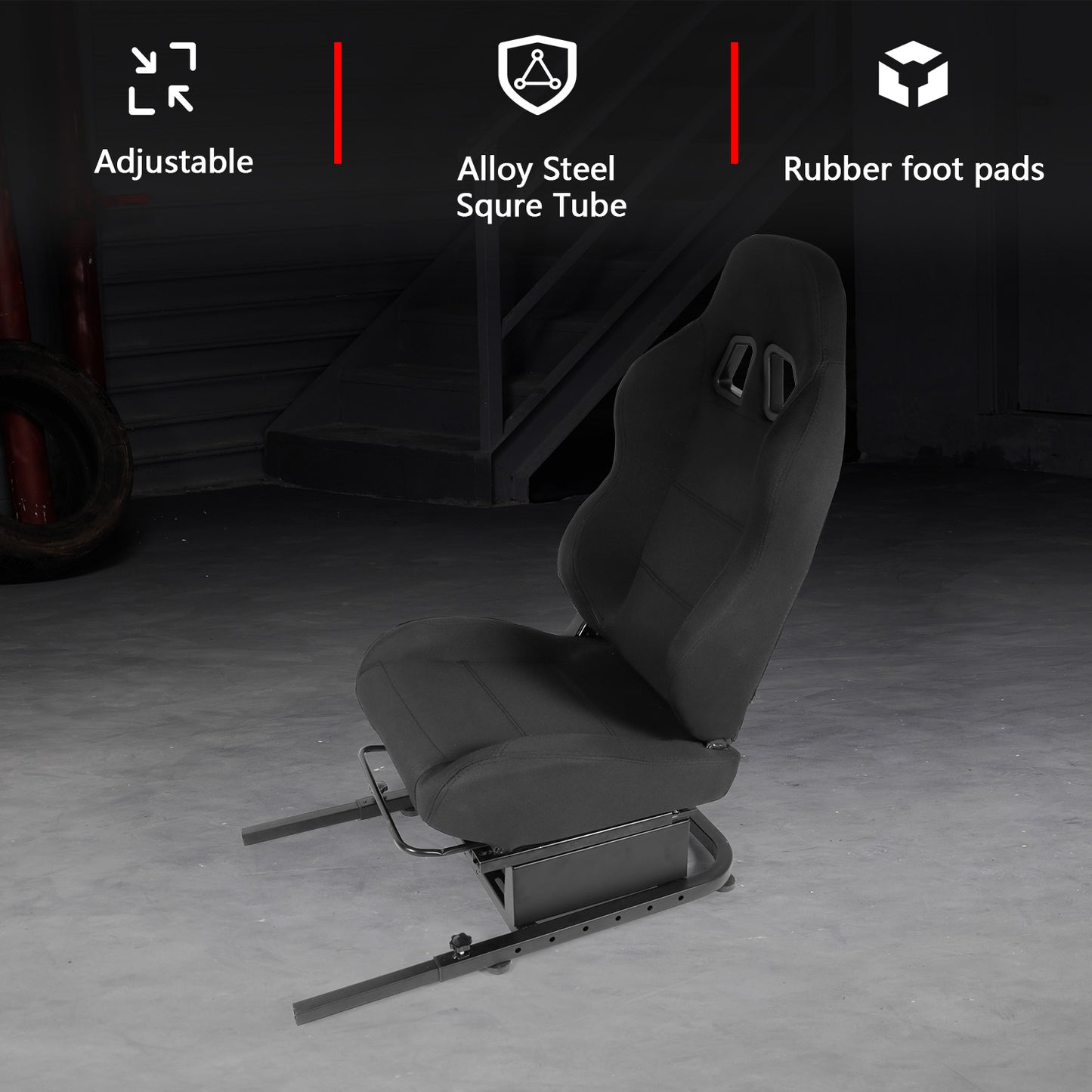 Dardoo Adjustable Rear Seat Frame with Comfortable Gaming Seat , Extended to Complete Racing Simulator Cockpit with our Steering Wheel Stand, Support DIY!