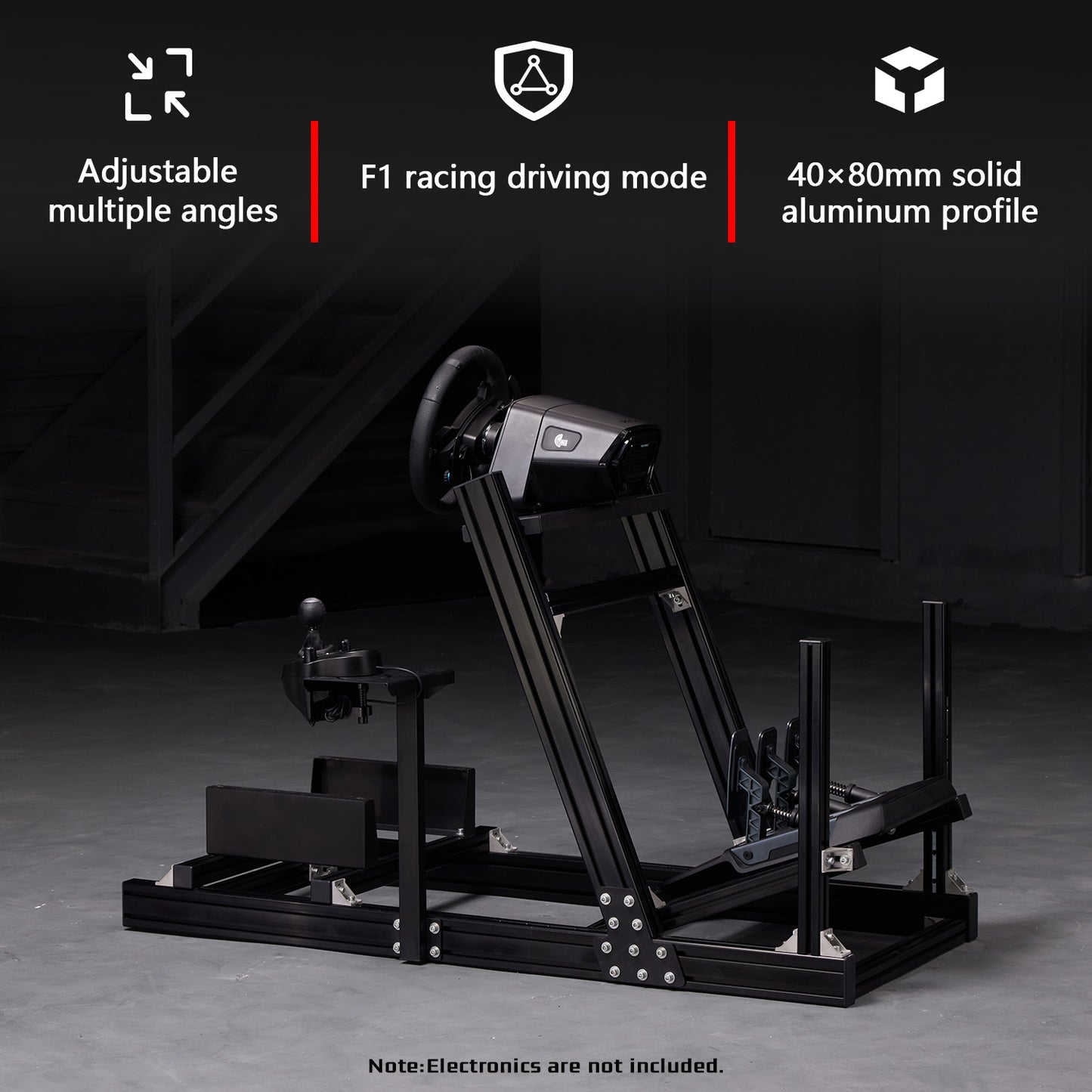 Dardoo F1 Racing Wheel Stand Cockpit, Profile 40 x 80 mm Wheel Cage with Shifter Lever Fits For Logitech G920 & G923, Xbox,Thrustmaster,PlayStation,Without steering wheel, pedal, handbrake and seat