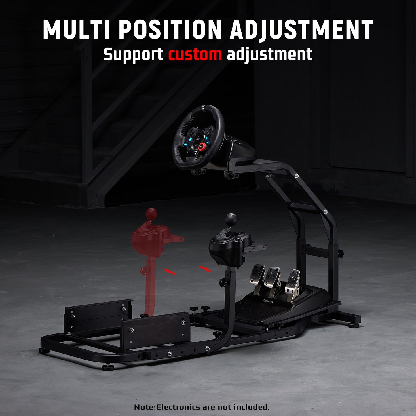 Dardoo Racing Simulator Cockpit Adjustable Fits for Logitech G27 G29 G920 G923, Thrustmaster T300, Fanatec Driving Steering Wheel Stand Gaming Frame, Not Included Wheel, Pedal and Seat