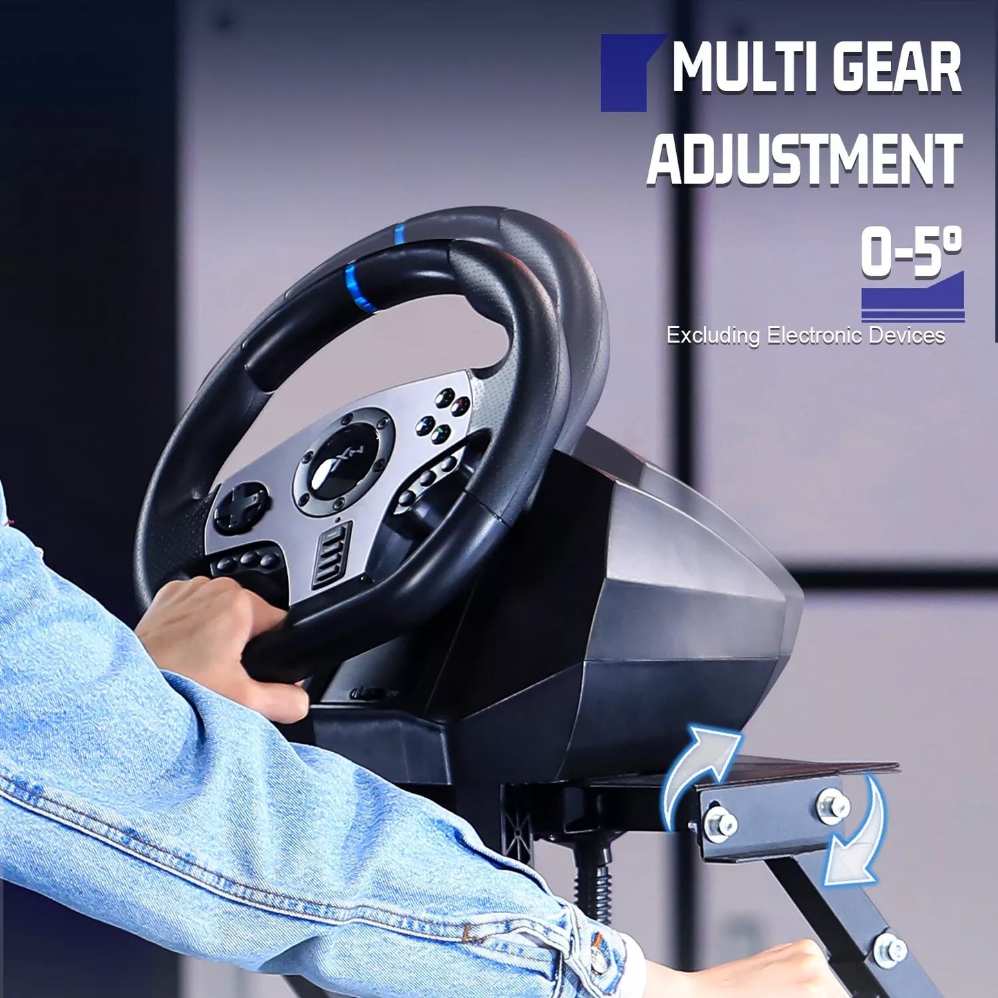 Dardoo Foldable Racing Wheel Stand Fit for Logitech G920,G29,G25,G923, Thrustmaster T80 T150 TX F430, Fanatec, Adjustable Steering Wheel Platform, not Included Wheel and Pedals, Shifter