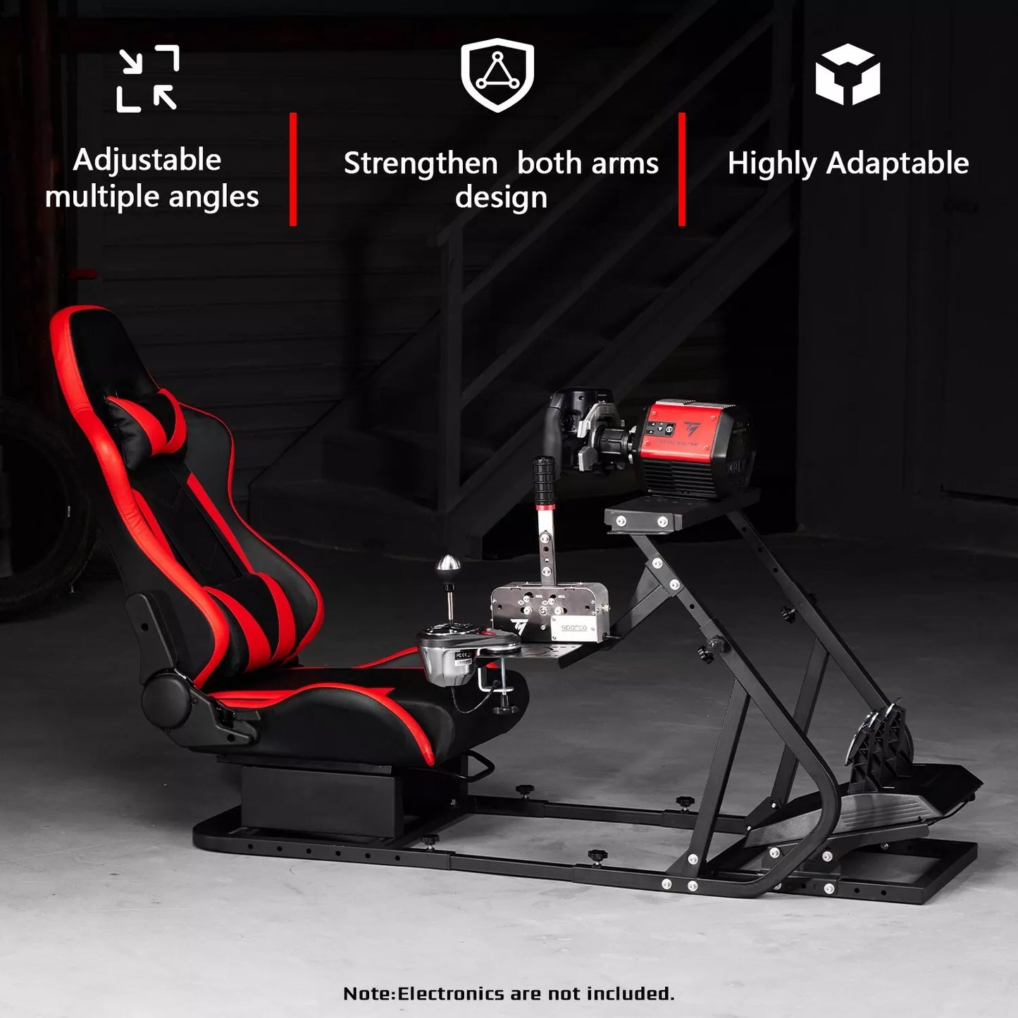 Dardoo G923 Racing Simulator Cockpit,Steering Wheel Stand with Red Seat , Fits for Thrustmaster/Logitech/Fanatec G29, G920, T248 T300RS T150, No Pedal Steering Wheel Shifter