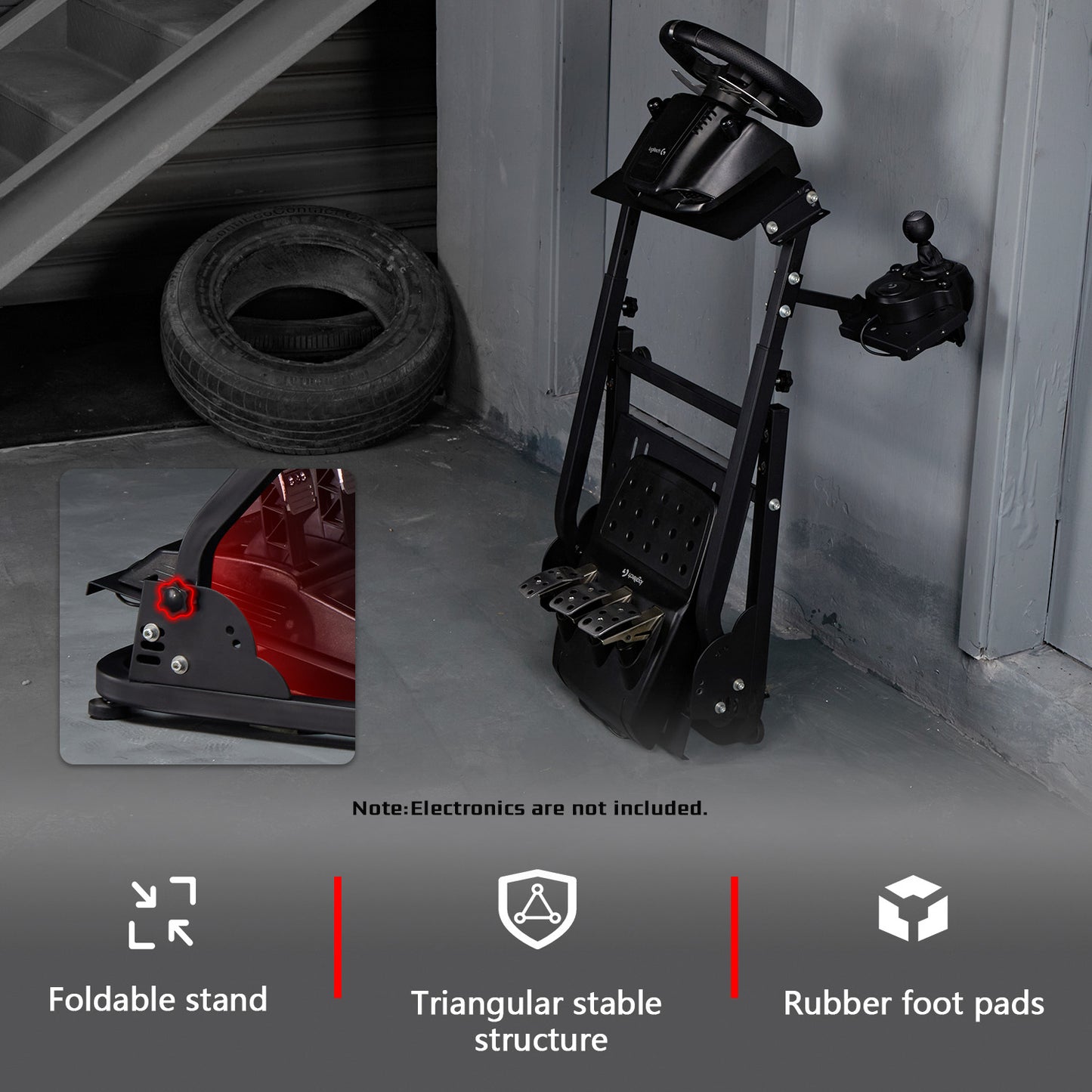 Dardoo Racing Wheel Stand Frame Foldable Fit for Logitech G920 G25 G27 G29 G923, Thrustmaster T80 T150 Driving Force PS4, Adjustable Sim Racing Cockpit Without Steering Wheel Shifter and Pedal