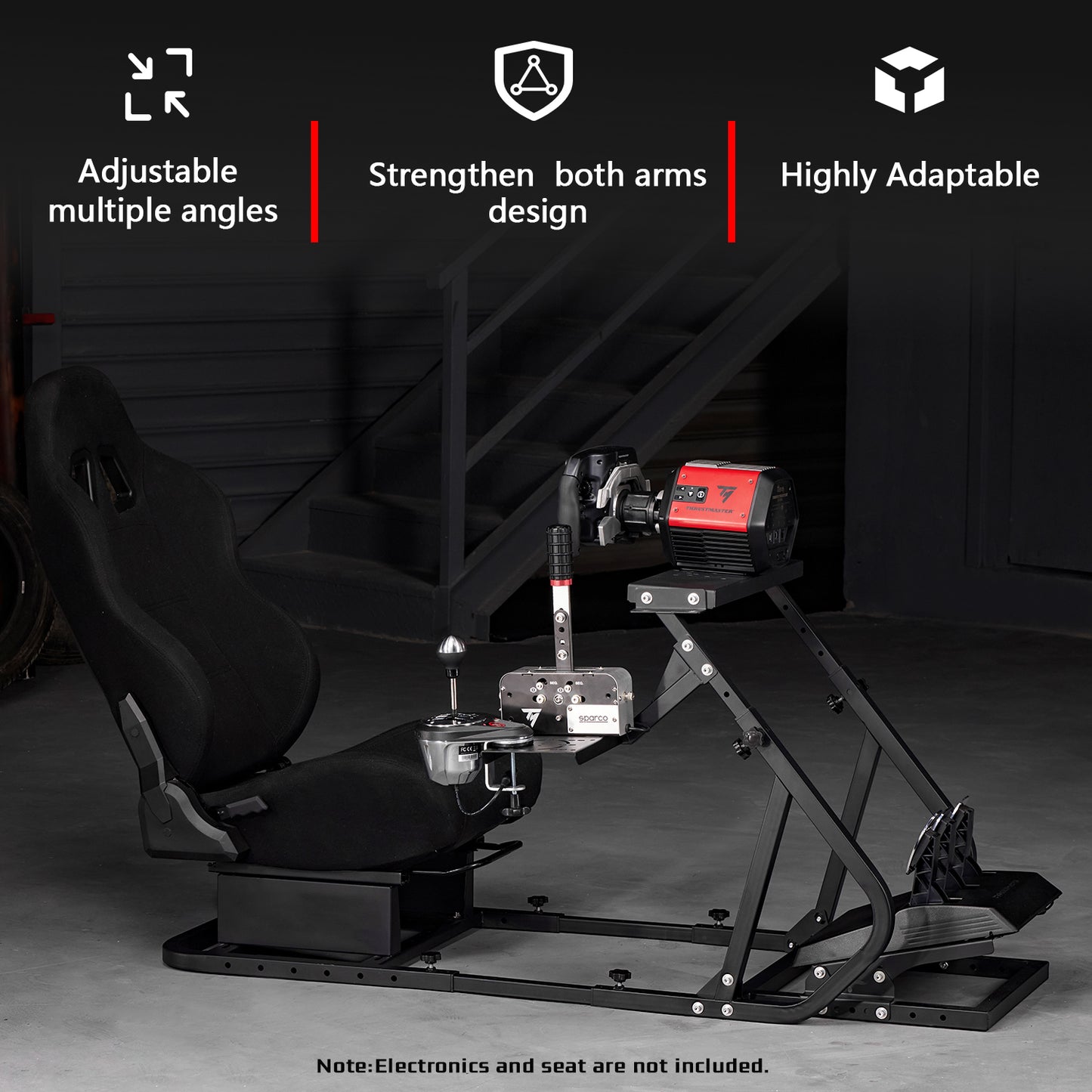 Dardoo Racing Simulator Cockpit Fit for Logitech G29 G920 G923 Thrustmaster, Compatible With Xbox One, Playstation, PC, Adjustable Steering Wheel Stand Not Included Steering Wheel, Shifter, Pedals