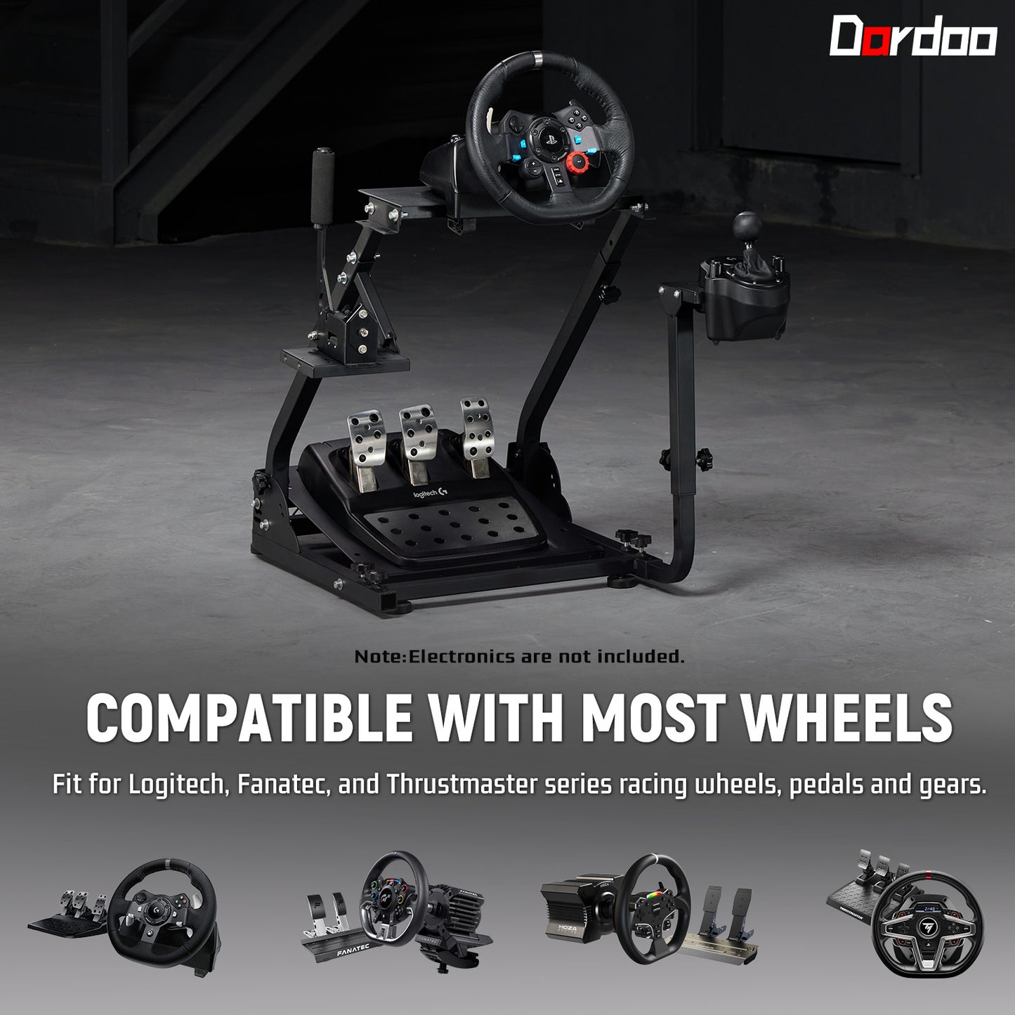Dardoo Racing Wheel Stand Frame Foldable Fit for Logitech G920 G25 G27 G29 G923, Thrustmaster T80 T150 Driving Force PS4, Adjustable Sim Racing Cockpit Without Steering Wheel Shifter and Pedal