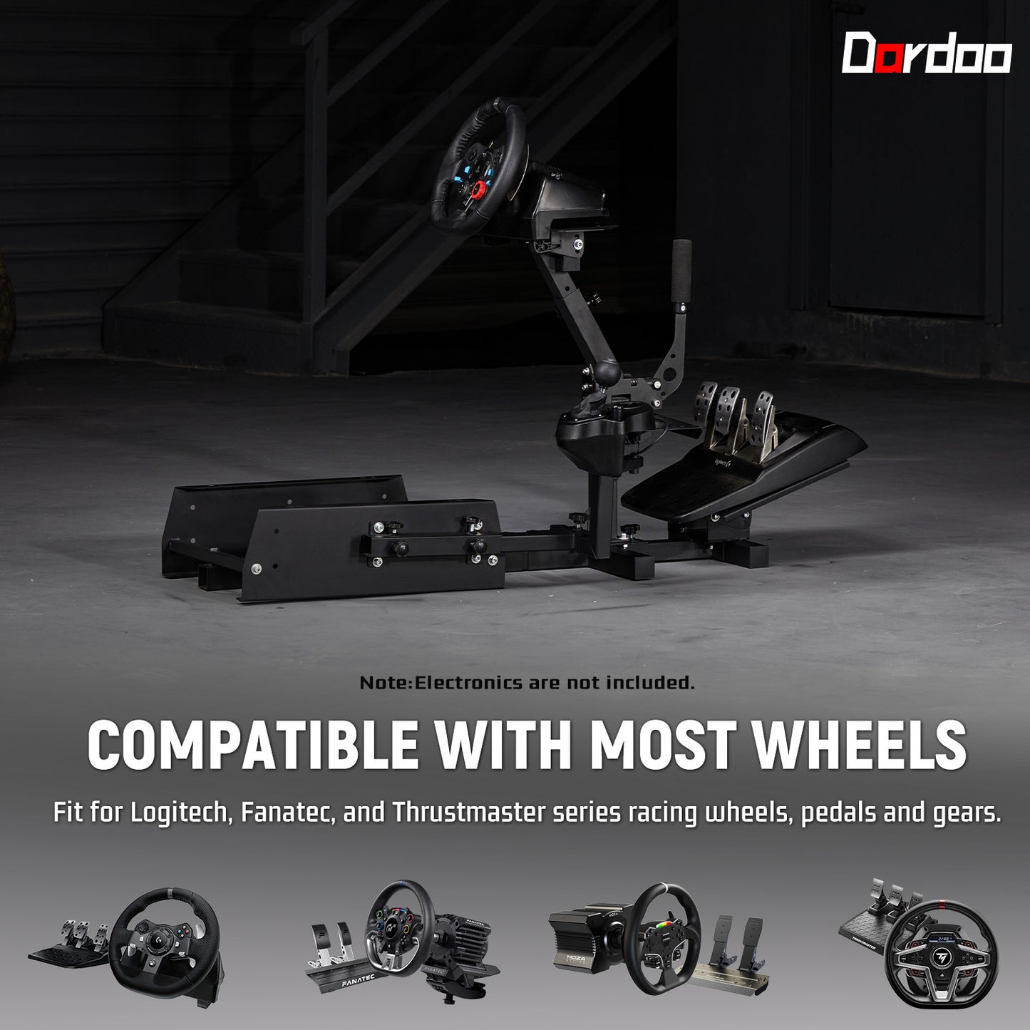 Dardoo Gaming Simulator Cockpit Adjustable Fits for Logitech G920 Thrustmaster Not Included Steering Wheel Pedal Shifter