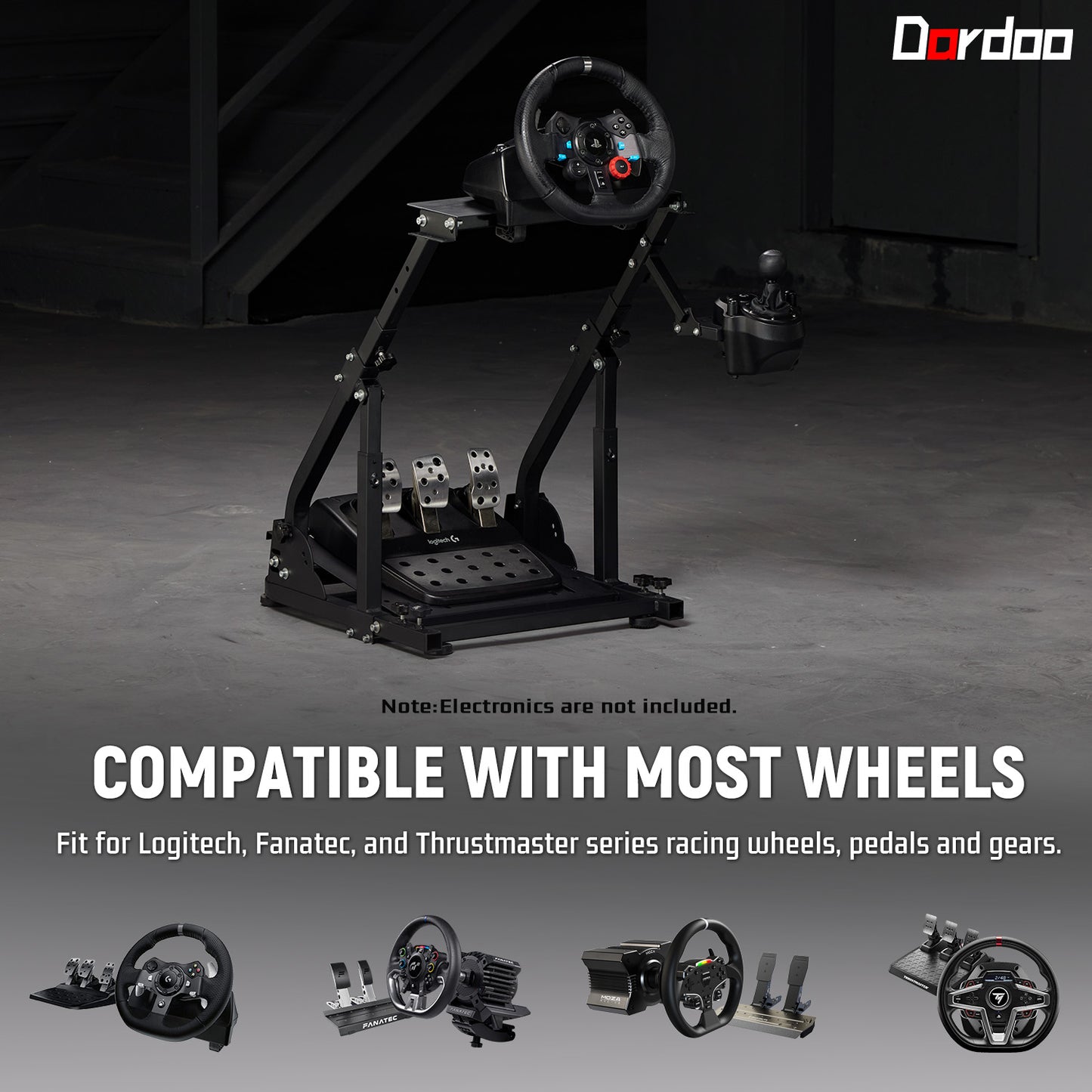 Dardoo G923 Racing Wheel Stand, Height Adjustable And Foldable Add Reinforcement Bars,Fit For Logitech Thrustmaster g27,g29,g920 Not Included Steering Wheel Pedal Shifter
