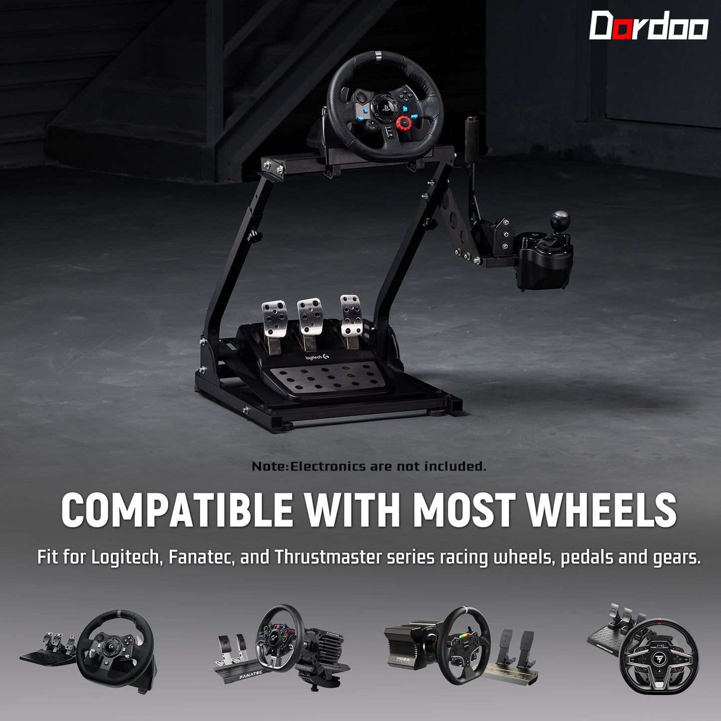 Dardoo Racing Steering Wheel Stand with Shifter Lever Fit for Logitech G27 G25 G29 G920, Thrustmaster PC Xbox PS4 Platforms Gaming Racing Simulator Wheel Stand Foldable Without Wheel Shifter