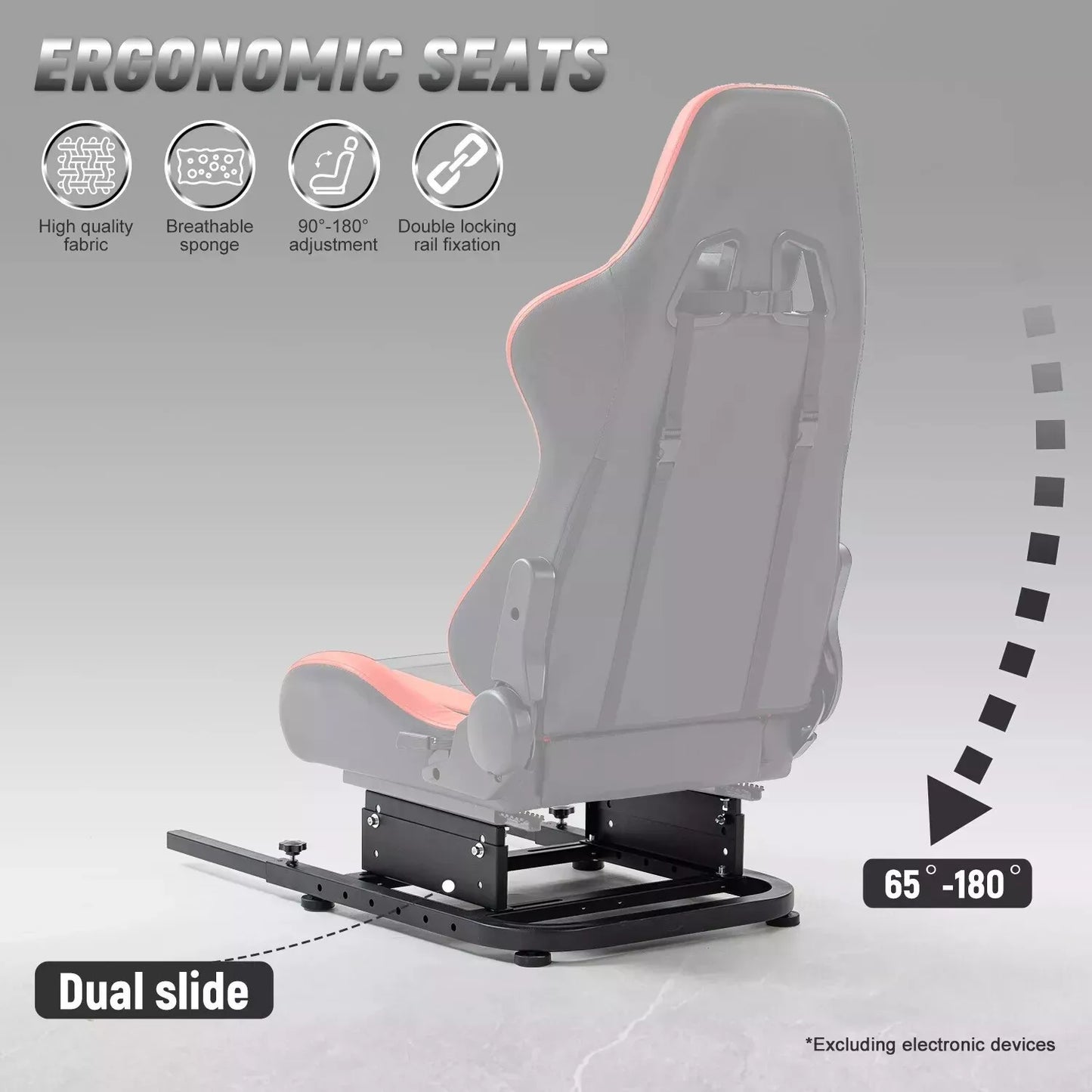 Dardoo Adjustable Rear Seat Frame Separatly with Racing Wheel Stand , Fits Most Racing Seats, Suitable for DIY for Rear Seat Frame and Steering Wheel Stand