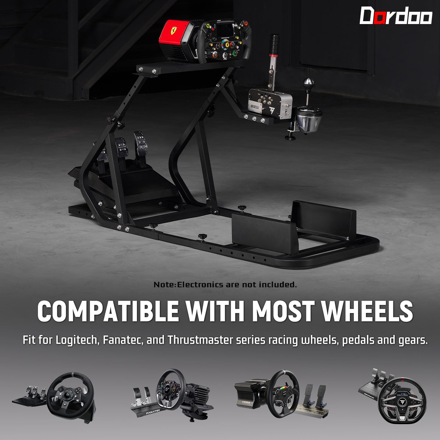 Dardoo Racing Simulator Cockpit Fit for Logitech G29 G920 G923 Thrustmaster, Compatible With Xbox One, Playstation, PC, Adjustable Steering Wheel Stand Not Included Steering Wheel, Shifter, Pedals