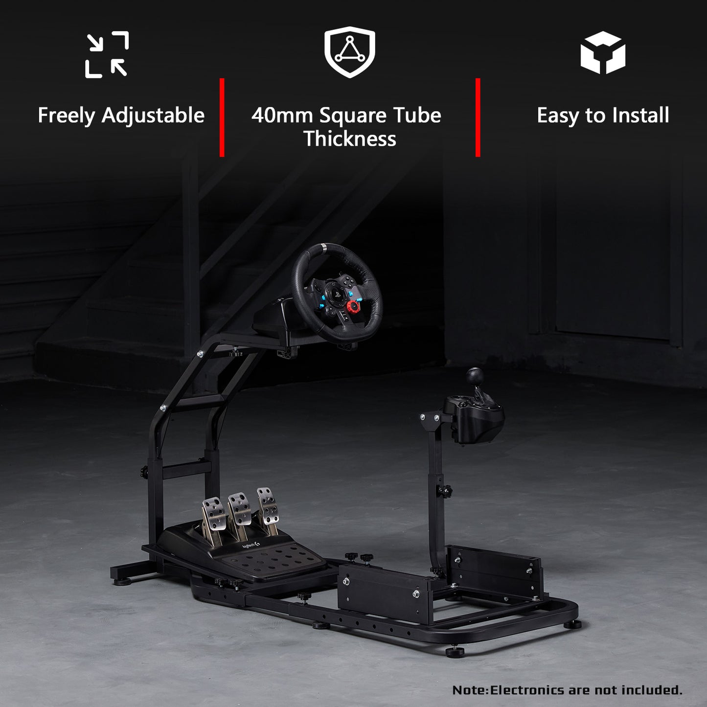 Dardoo Racing Simulator Cockpit Adjustable Fits for Logitech G27 G29 G920 G923, Thrustmaster T300, Fanatec Driving Steering Wheel Stand Gaming Frame, Not Included Wheel, Pedal and Seat