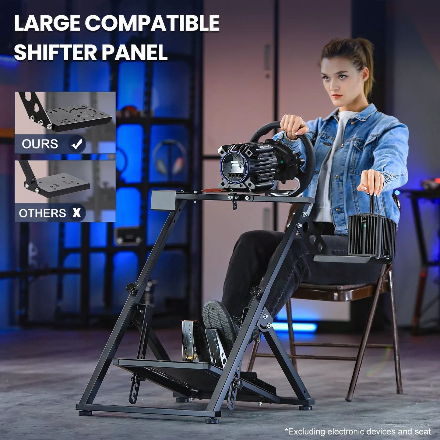 Dardoo Racing Steering Wheel Stand Foldable Fit for Logitech G27 G25 G29 G920, Thrustmaster PC, Xbox PS4 Platforms Racing Simulator Cockpit Frame Adjustable Without Wheel,Shifter &Pedal