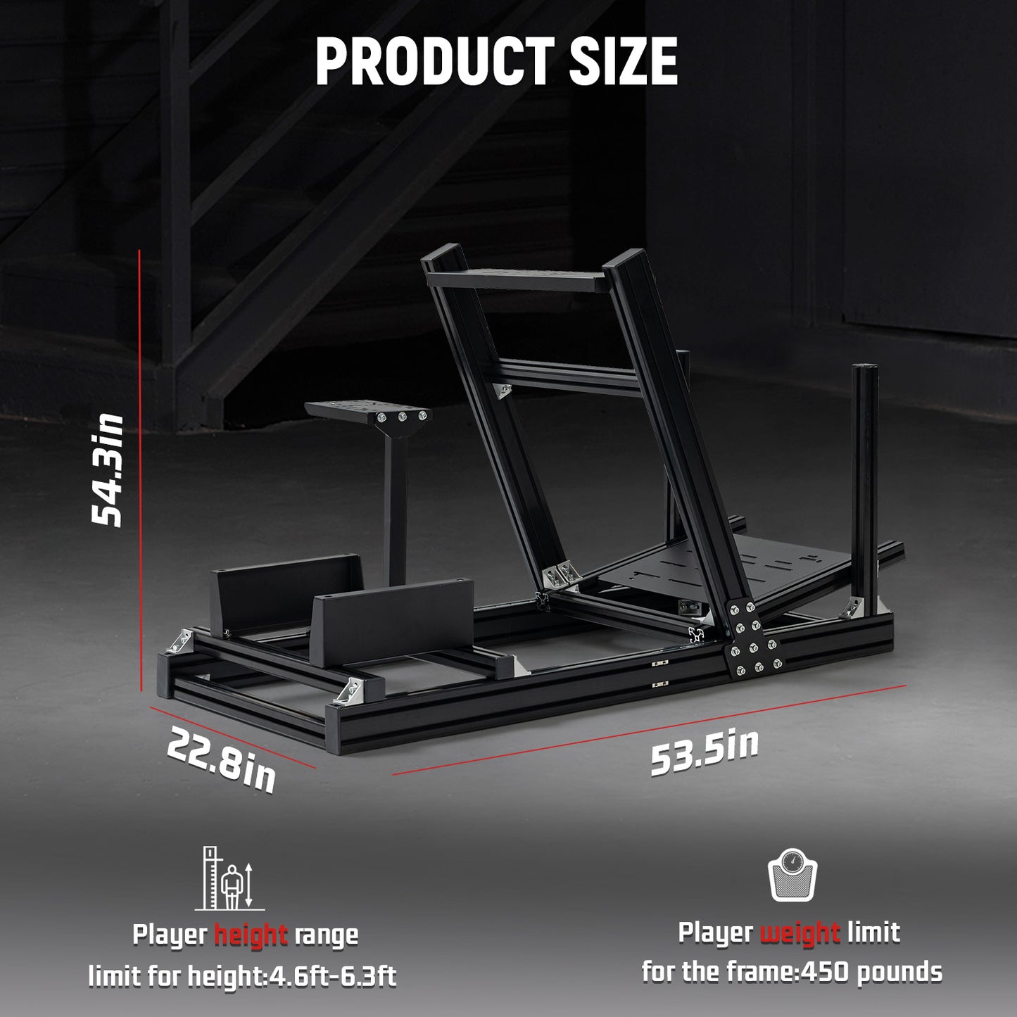 Dardoo F1 Racing Wheel Stand Cockpit, Profile 40 x 80 mm Wheel Cage with Shifter Lever Fits For Logitech G920 & G923, Xbox,Thrustmaster,PlayStation,Without steering wheel, pedal, handbrake and seat