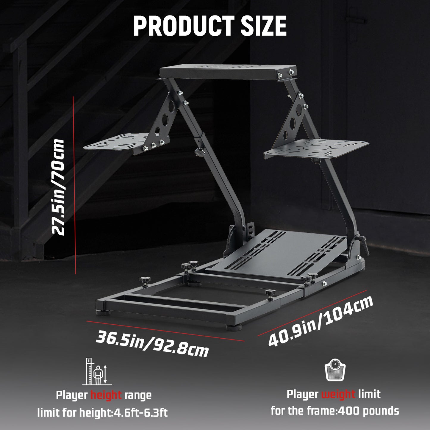 Dardoo Flight Racing Wheel Stand Fit for Logitech G27 G25 G29, Thrustmaster T80 T150, HOTAS Warthog, G Saitek, Flighting Simulator Frame, Without Steering Wheel, Pedals, Throttle and Lever