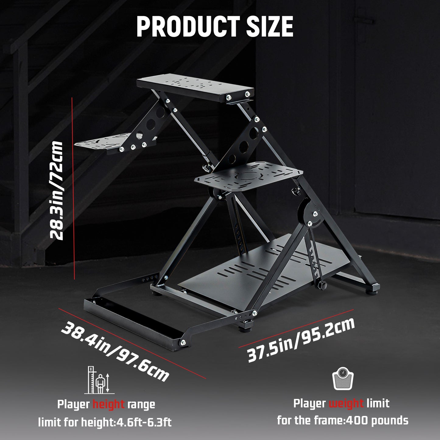 Dardoo Foldable Flight Sim Cockpit X Type Frame Adjustable Flight Game Stand Without Steering Wheel, Pedal, Handbrake,Shifter