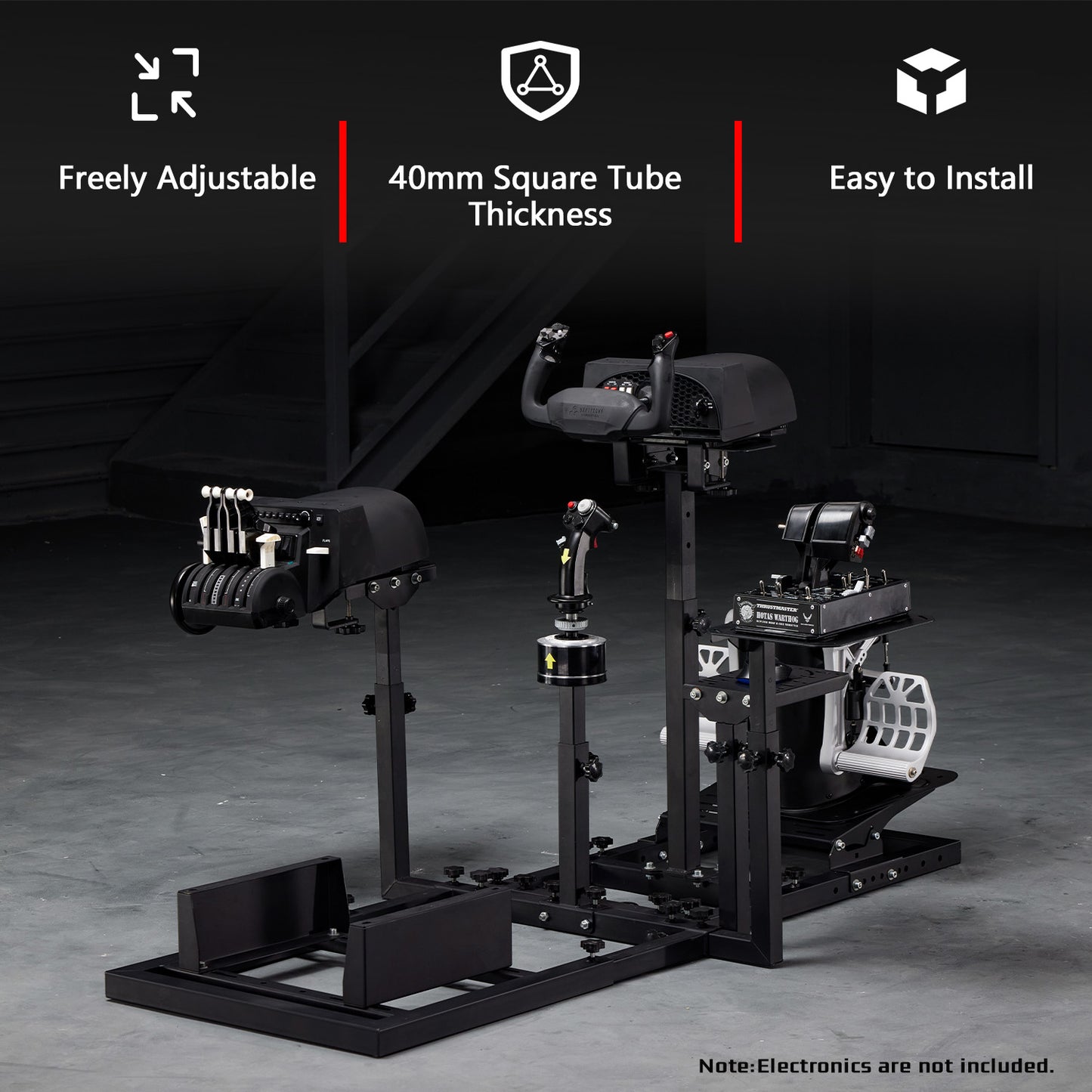 Dardoo Flighting Simulator Cockpit Multifunctional compatible with HOTAS Warthog, G Saitek, Logitech G920 G923 T80 T150, Wheel Stand Not Including Wheel, Pedal, Handbrake, Throttle, Joystick and Seat