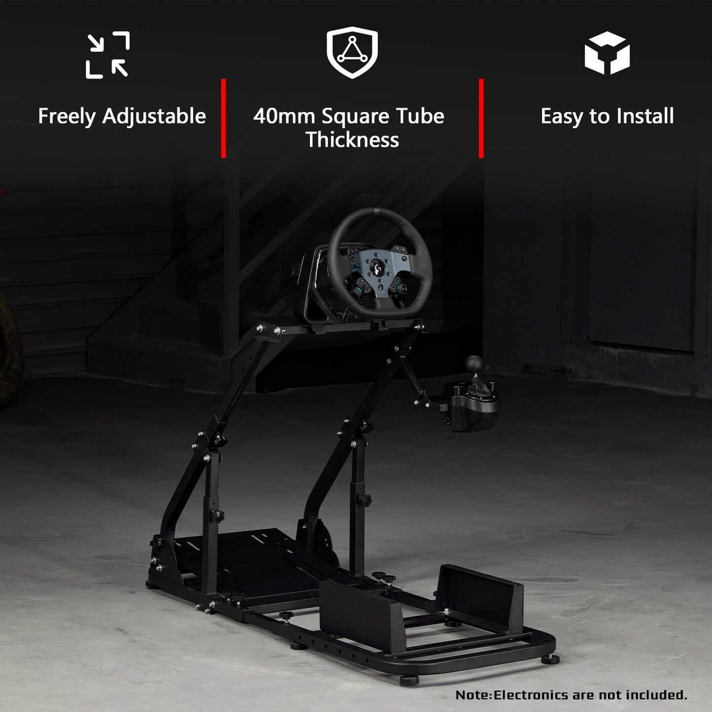 Dardoo Racing Simulator Cockpit For Alloy Steel Racing Wheel Stand Compatible for T500,T30,T300RS, FANTEC, LogitechG29,G92,G923 Steering Wheel Stand shifter Wheel and Pedal are Not Included