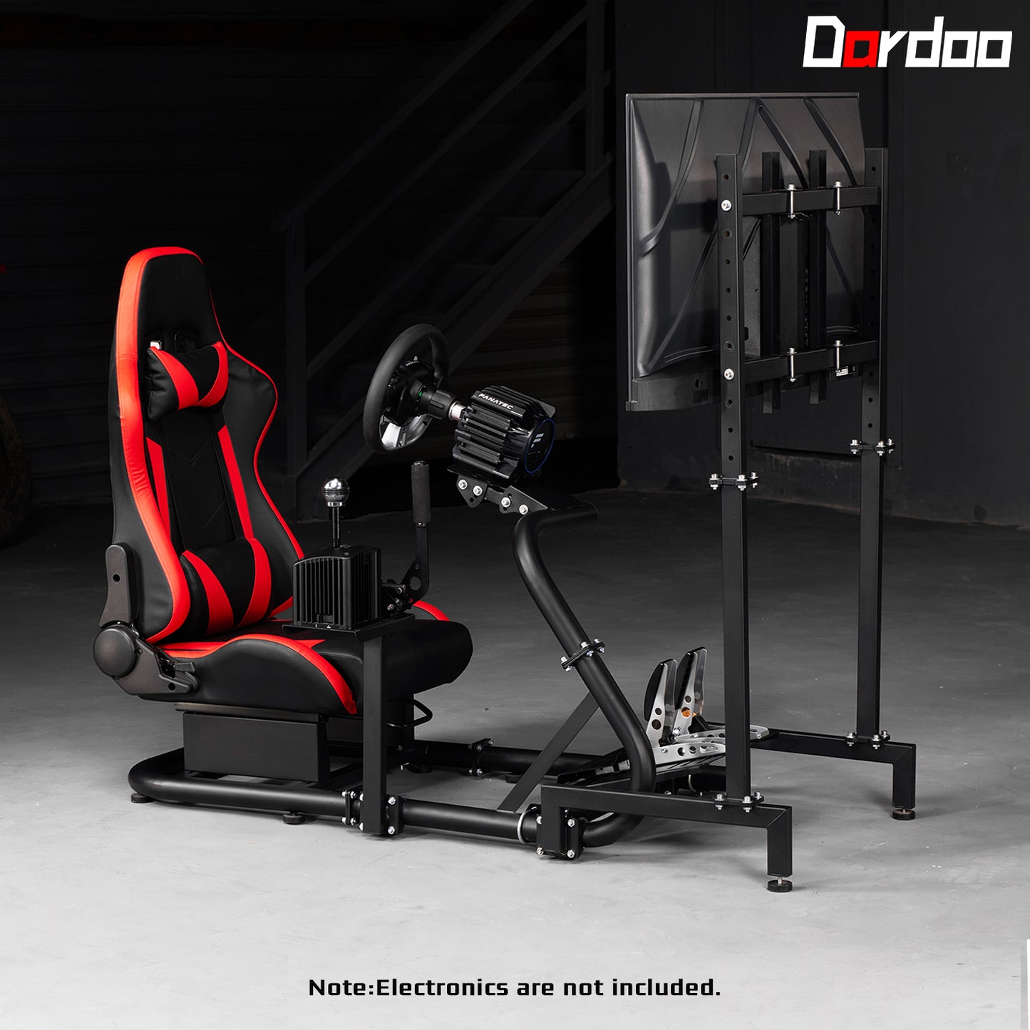 Dardoo G920 Racing Sim Cockpit with Monitor Stand & BlackSeat Compatible with All Logitech G29 G920, Thrustmaster Xbox, PS4, PC, Includes only Cockpit, Seat and Monitor Stand(75+54)