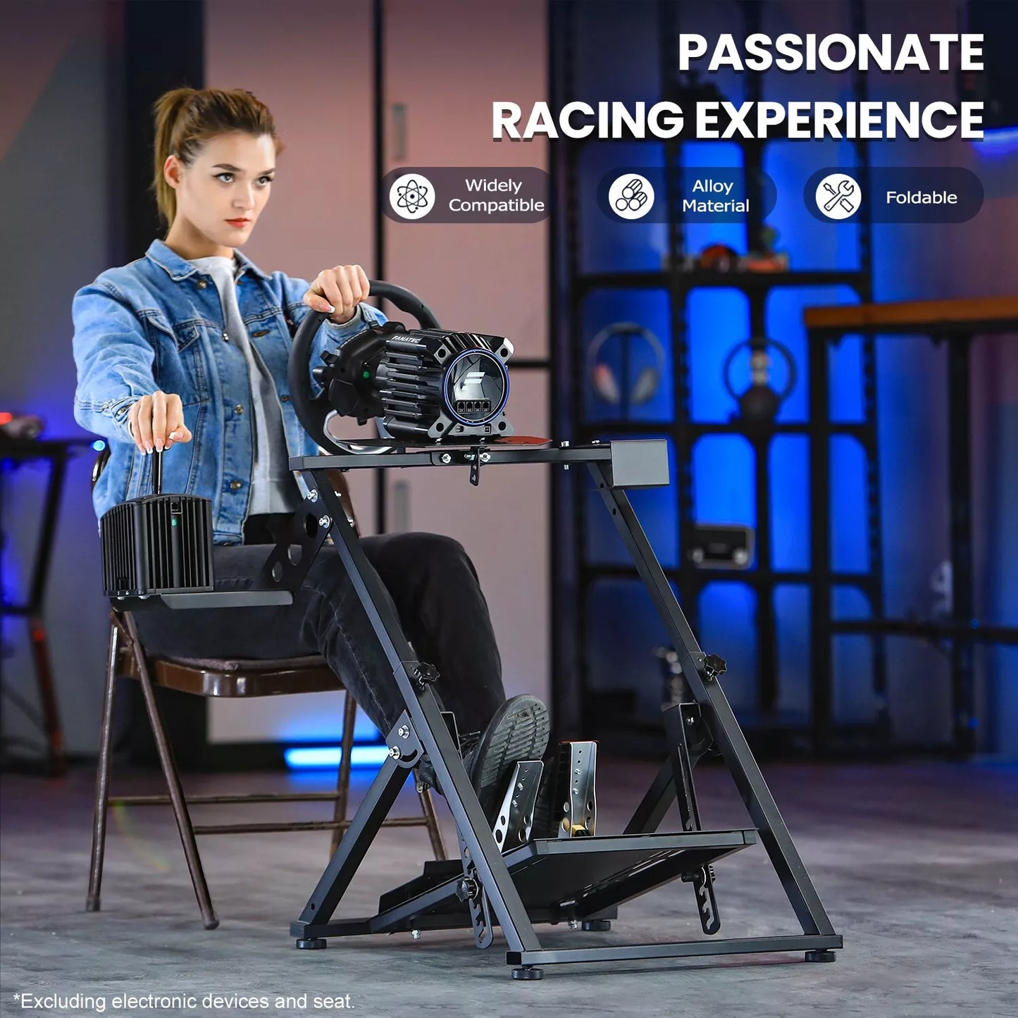 Dardoo Racing Steering Wheel Stand Foldable Fit for Logitech G27 G25 G29 G920, Thrustmaster PC, Xbox PS4 Platforms Racing Simulator Cockpit Frame Adjustable Without Wheel,Shifter &Pedal