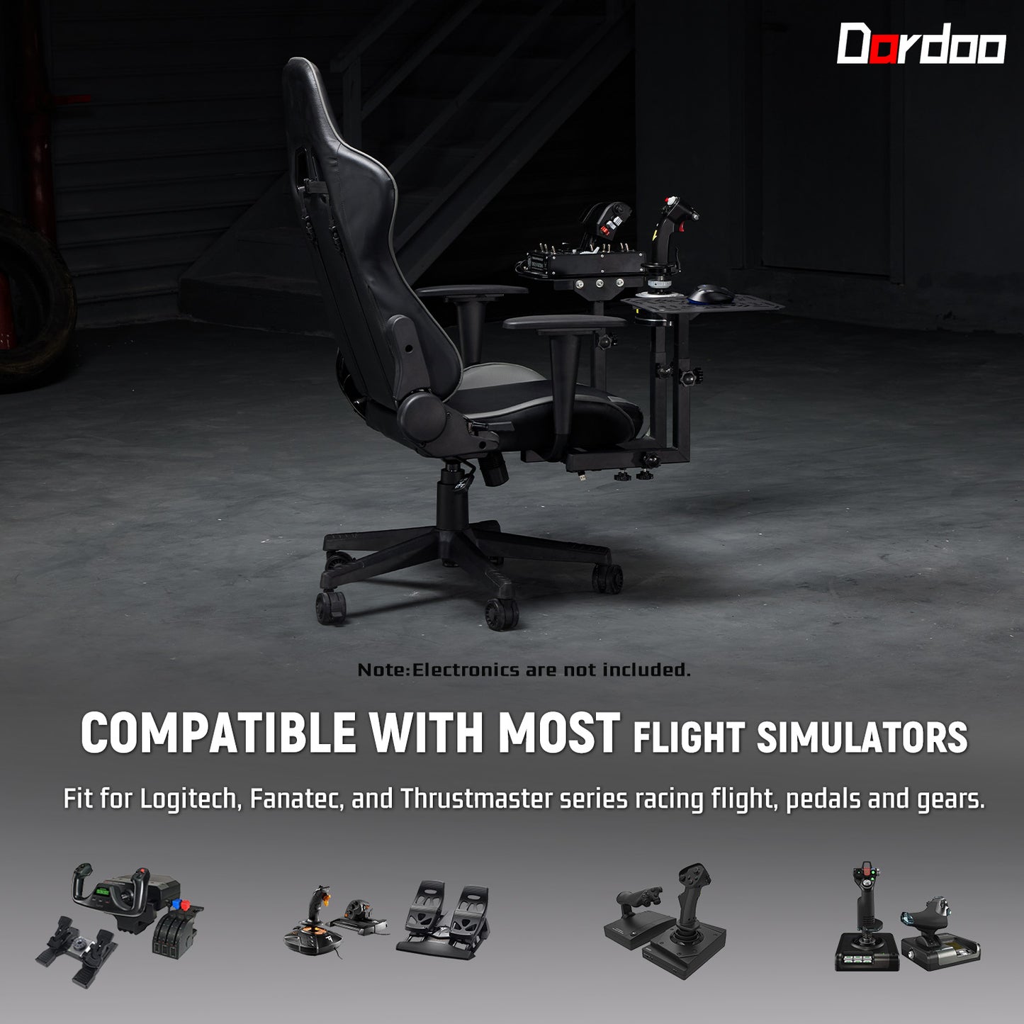 Dardoo Flight Simulator Cockpit with Gray Seats, Compatible with HOTAS Warthog, G Saitek, Airbus Stick and Throttle, A10C Rocker, Multi-Scene Applications, ExcludingThrottle, Joystick and Pedal