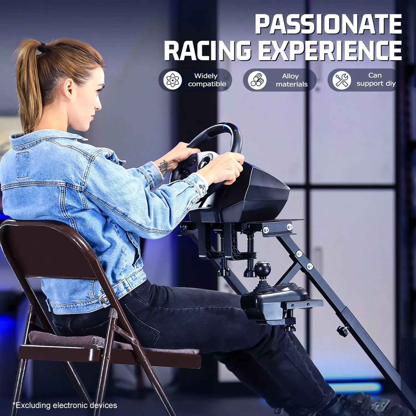 Dardoo Foldable Racing Wheel Stand Fit for Logitech G920,G29,G25,G923, Thrustmaster T80 T150 TX F430, Fanatec, Adjustable Steering Wheel Platform, not Included Wheel and Pedals, Shifter
