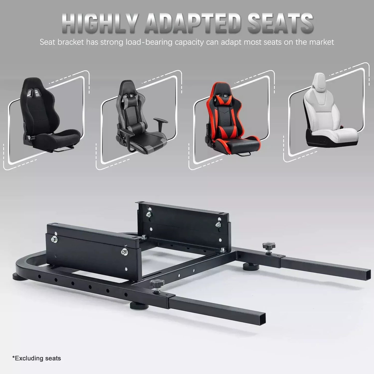 Dardoo Adjustable Rear Seat Frame Separatly with Racing Wheel Stand , Fits Most Racing Seats, Suitable for DIY for Rear Seat Frame and Steering Wheel Stand