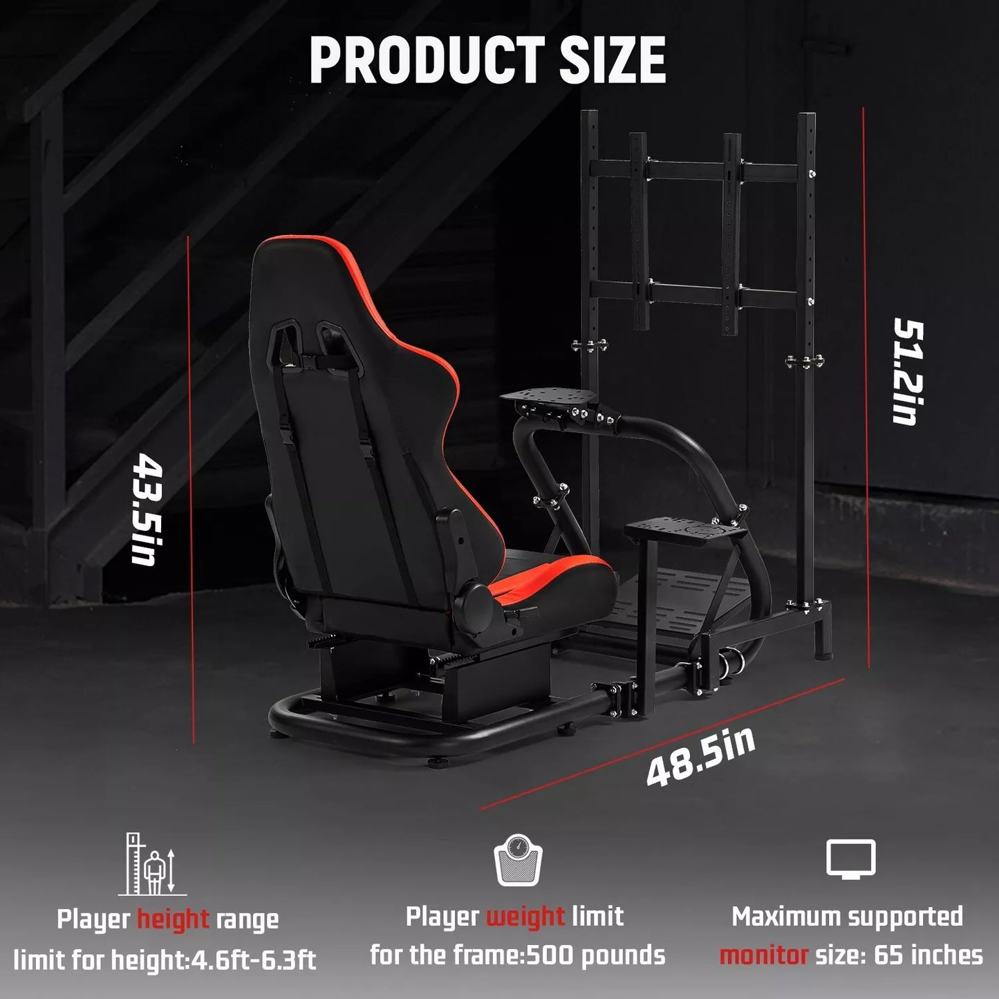 Dardoo Sim Racing Cockpit with TV Stand Seat Fit Logitech G29 g920 Thrustmaster