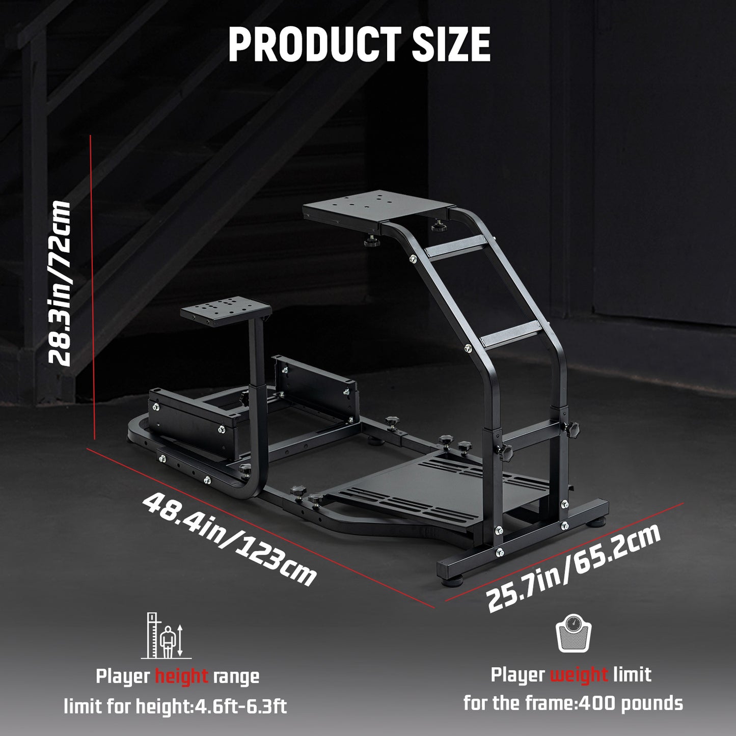 Dardoo Racing Simulator Cockpit Adjustable Fits for Logitech G27 G29 G920 G923, Thrustmaster T300, Fanatec Driving Steering Wheel Stand Gaming Frame, Not Included Wheel, Pedal and Seat