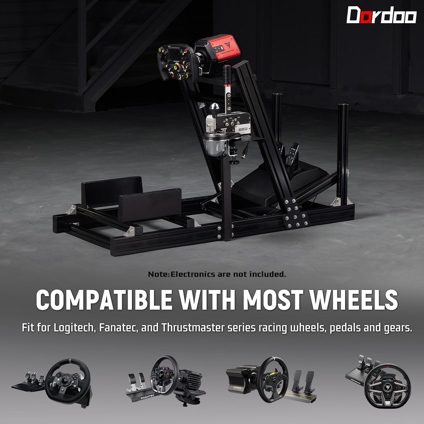 Dardoo F1 Racing Wheel Stand Cockpit, Profile 40 x 80 mm Wheel Cage with Shifter Lever Fits For Logitech G920 & G923, Xbox,Thrustmaster,PlayStation,Without steering wheel, pedal, handbrake and seat