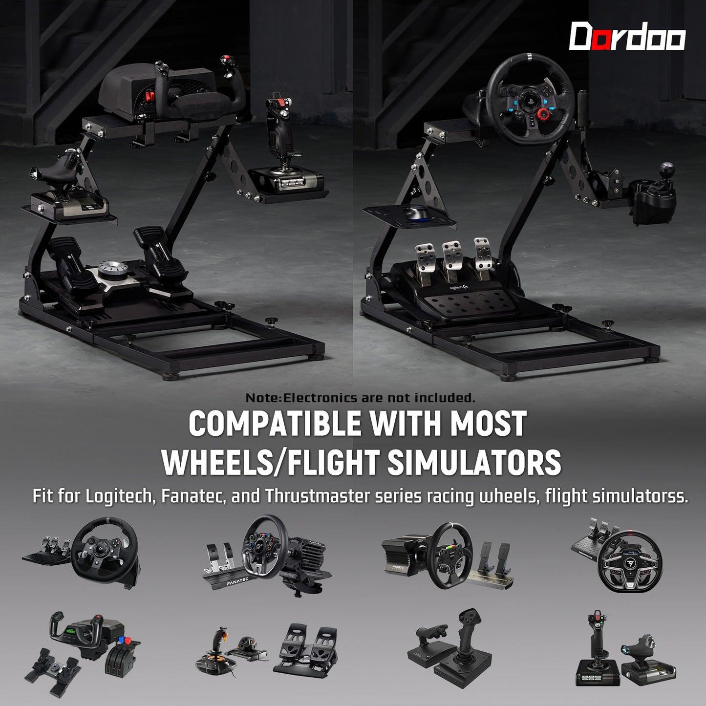 Dardoo Flight Racing Wheel Stand Fit for Logitech G27 G25 G29, Thrustmaster T80 T150, HOTAS Warthog, G Saitek, Flighting Simulator Frame, Without Steering Wheel, Pedals, Throttle and Lever