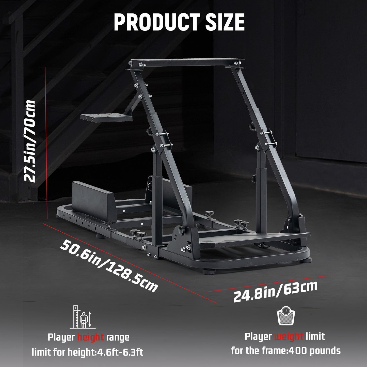 Dardoo Racing Simulator Cockpit For Alloy Steel Racing Wheel Stand Compatible for T500,T30,T300RS, FANTEC, LogitechG29,G92,G923 Steering Wheel Stand shifter Wheel and Pedal are Not Included