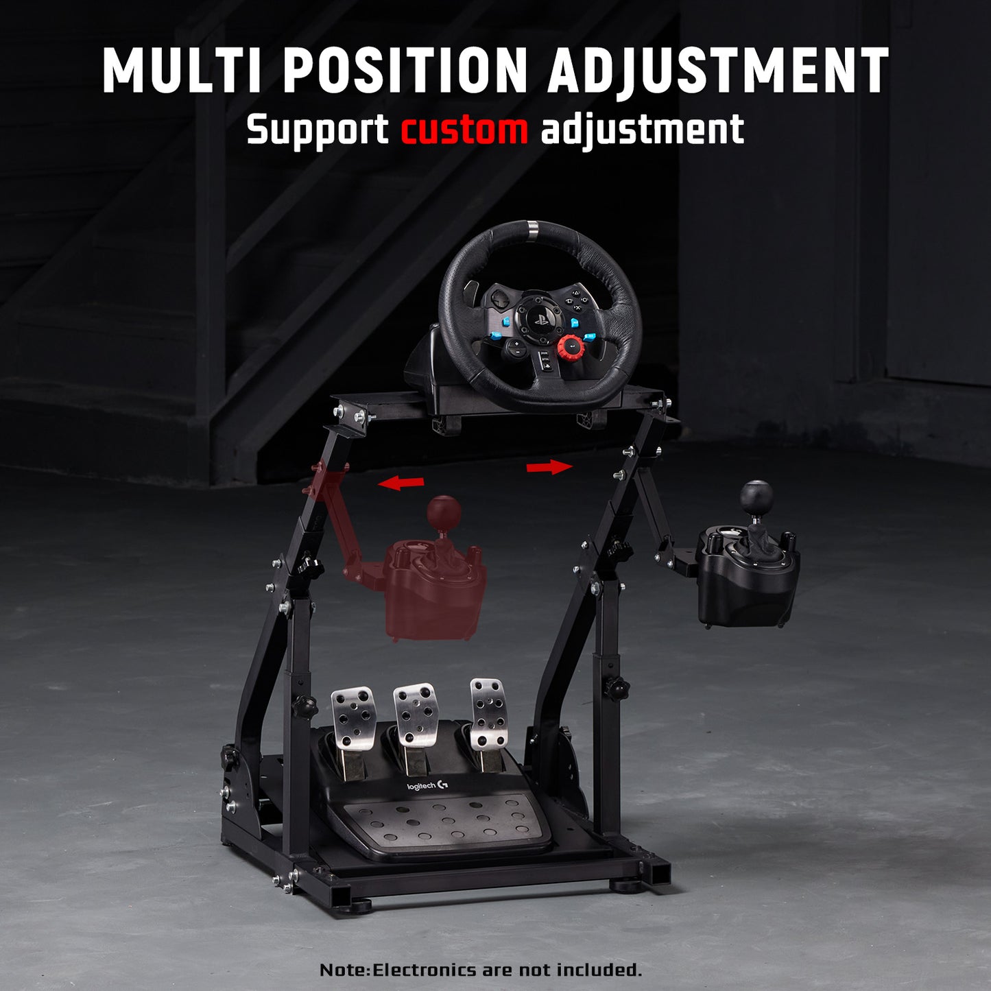 Dardoo G923 Racing Wheel Stand, Height Adjustable And Foldable Add Reinforcement Bars,Fit For Logitech Thrustmaster g27,g29,g920 Not Included Steering Wheel Pedal Shifter