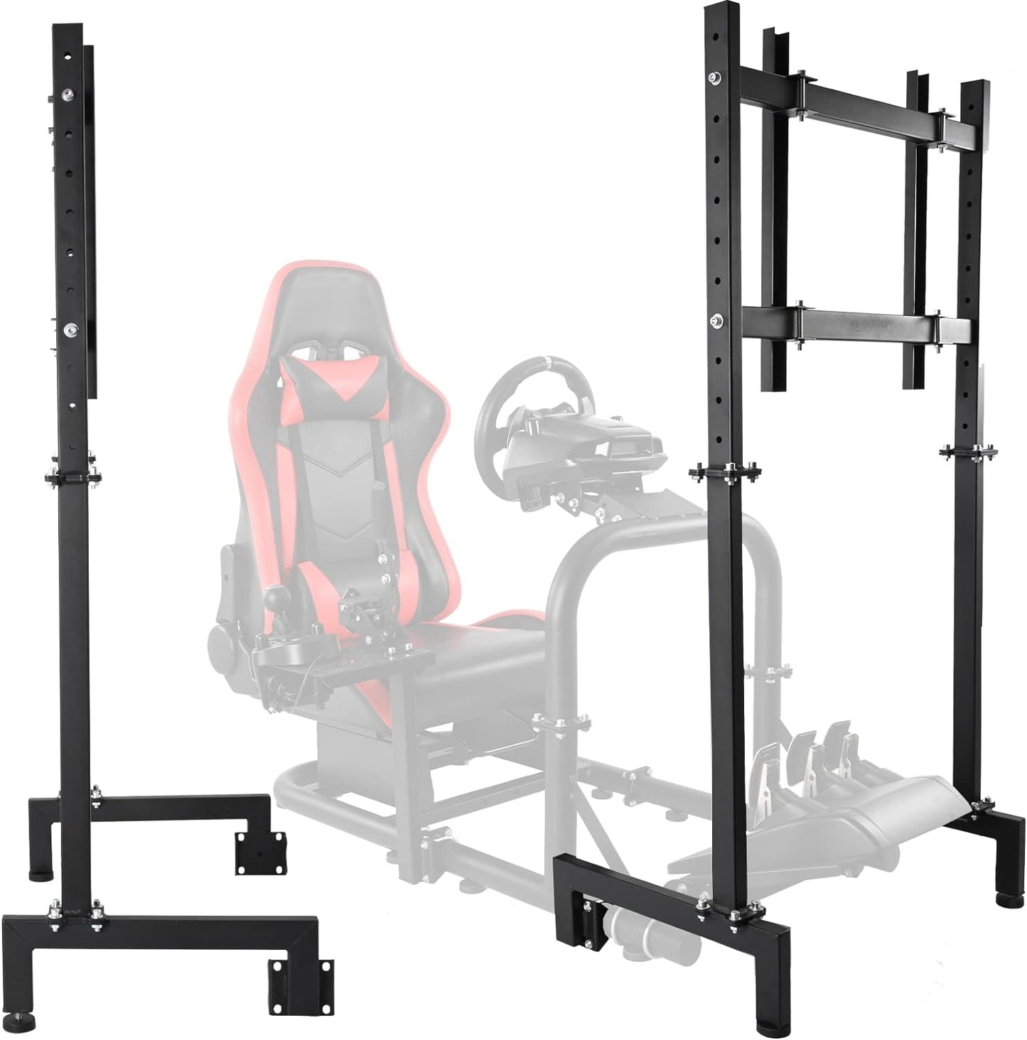 Dardoo Monitor Mount Vertical, Freestanding Monitor Mount, Fully Adjustable, with Large Screen Monitor, 24 27 19 30 Inch Monitor, Steering Wheel, Shifter, Pedals,Seat and Racing Frame Not Included