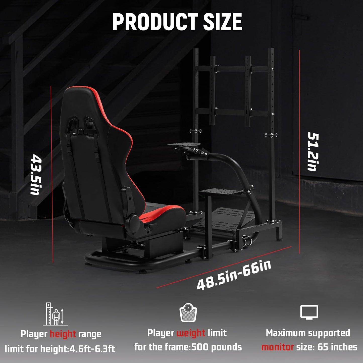 Dardoo G920 Racing Sim Cockpit with Monitor Stand & BlackSeat Compatible with All Logitech G29 G920, Thrustmaster Xbox, PS4, PC, Includes only Cockpit, Seat and Monitor Stand(75+54)
