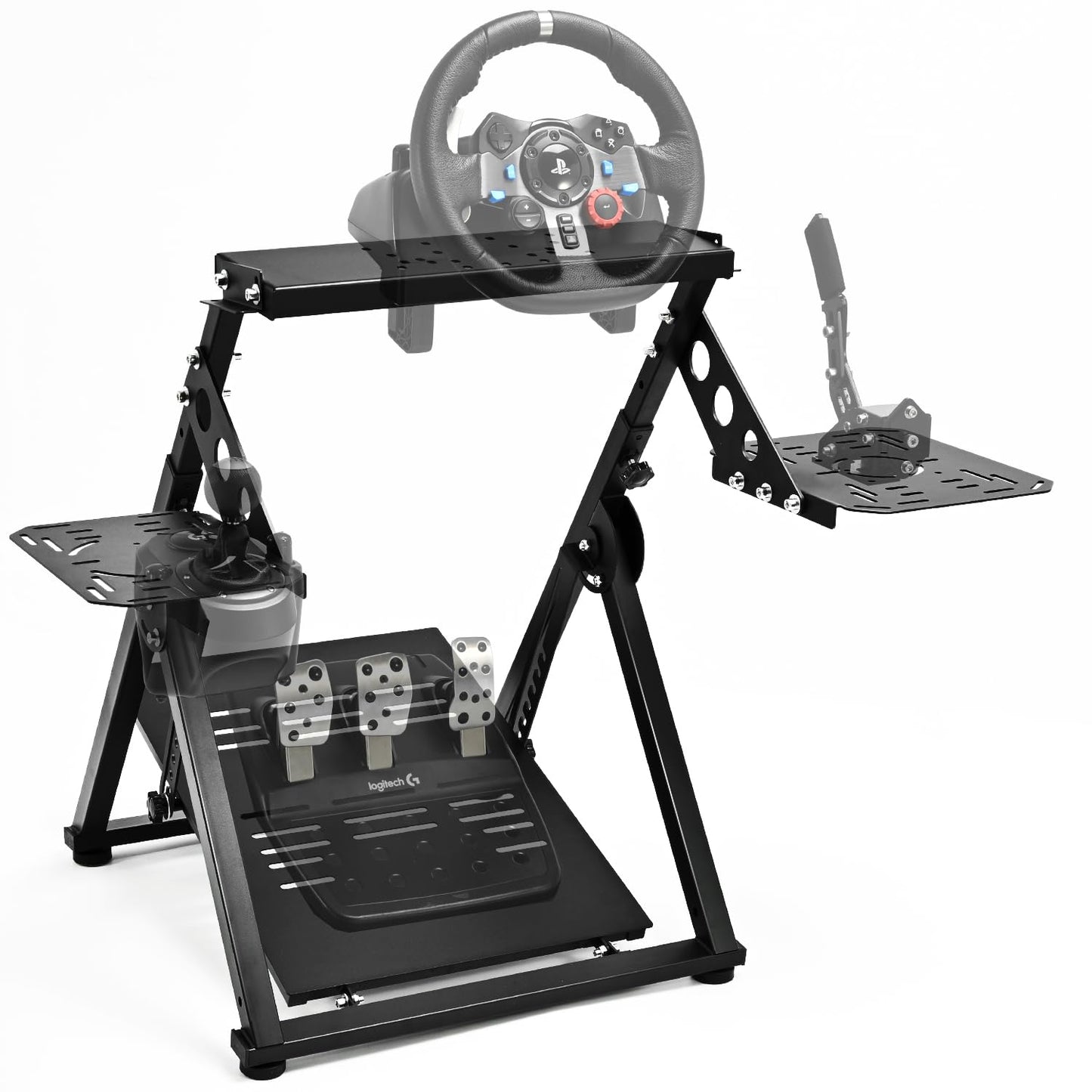 Dardoo Foldable Flight Simulation Stand Fit for Logitech G25 G27 G29 G920 G923 Thrustmaster T248X T248 T300RS T150 T80 Adjustable preinstalled Game Steering Wheel Stand Excluding Electronic Devices