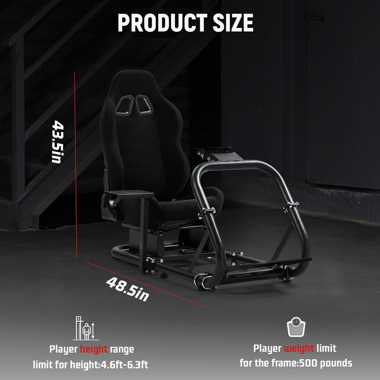 Dardoo Racing Simulator Cockpit with Seat Adjustable Cockpit Simulator Fit for Logitech G923 G29 G920, Thrustmaster Wheels Stabilized Driving Simulator Cockpit, Without Wheel, Pedal and Hand Brake