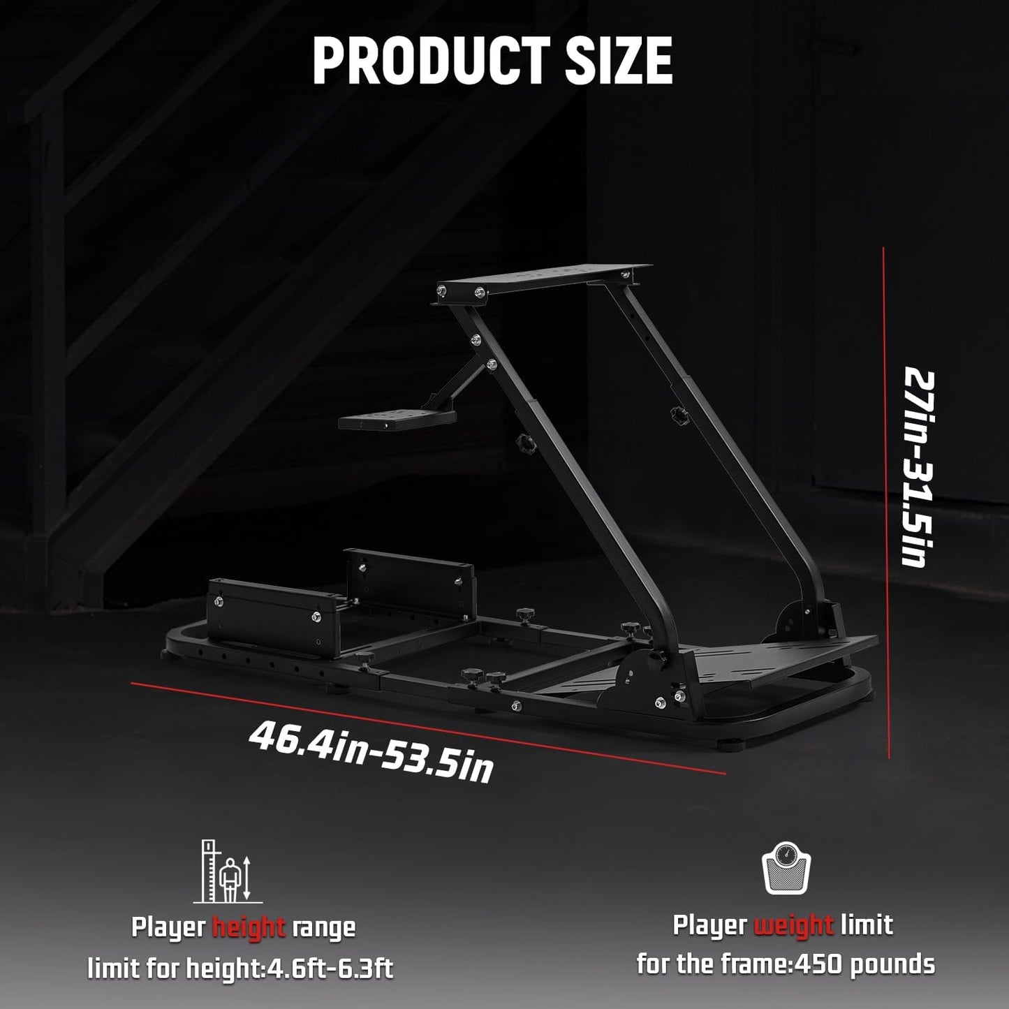 Dardoo G920 Racing Steering Wheel Stand with Adjustable, Frame for Logitech G920,G29,G25,G923 Thrustmaster T80 T150 TX F430 Thrustmaster Stand Foldable, Wheel and Pedals Not Included