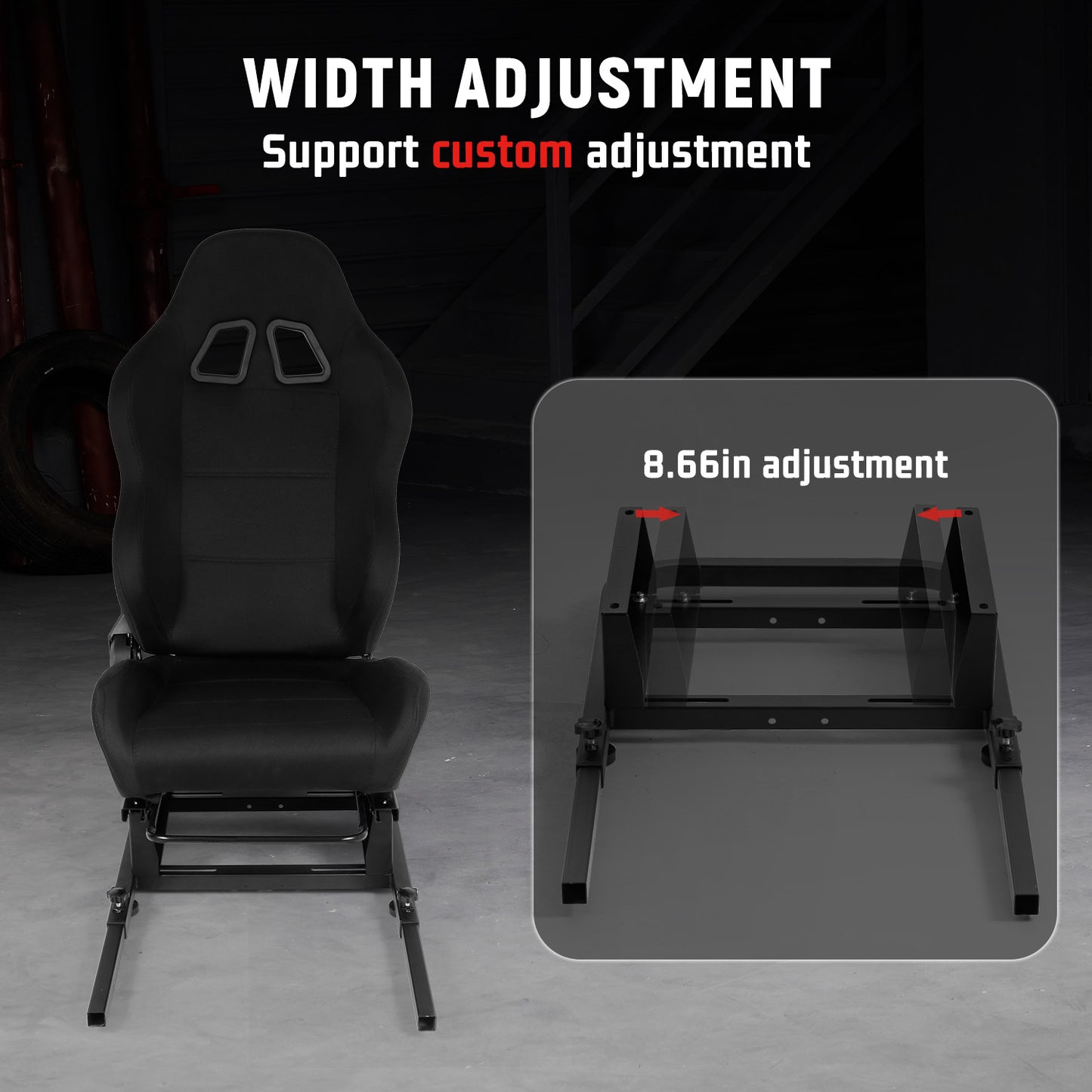 Dardoo Adjustable Rear Seat Frame with Comfortable Gaming Seat , Extended to Complete Racing Simulator Cockpit with our Steering Wheel Stand, Support DIY!