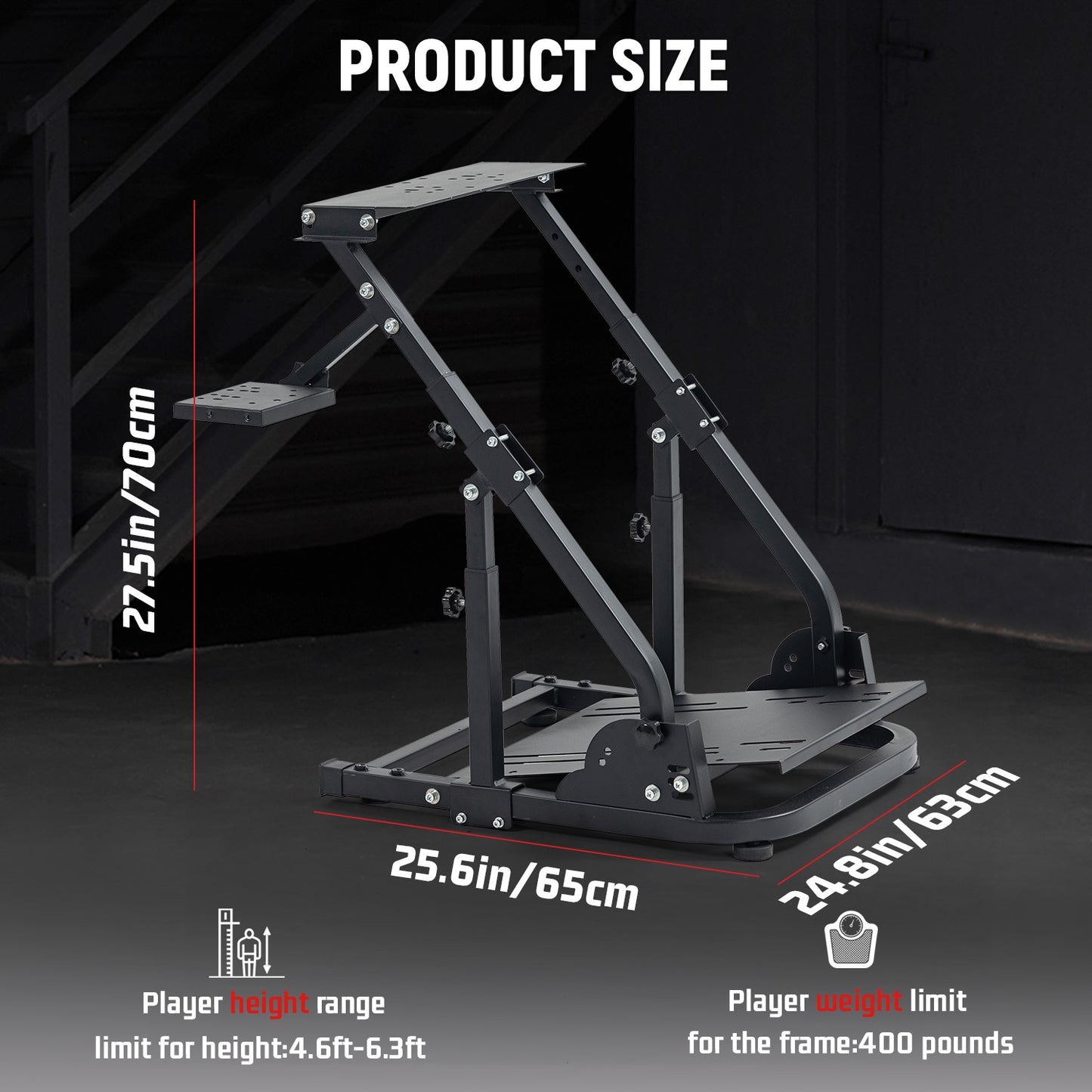 Dardoo G923 Racing Wheel Stand, Height Adjustable And Foldable Add Reinforcement Bars,Fit For Logitech Thrustmaster g27,g29,g920 Not Included Steering Wheel Pedal Shifter