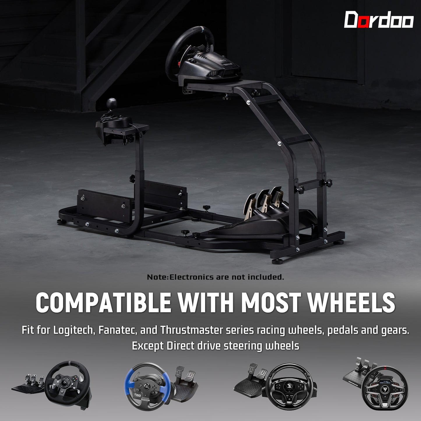 Dardoo Racing Simulator Cockpit Adjustable Fits for Logitech G27 G29 G920 G923, Thrustmaster T300, Fanatec Driving Steering Wheel Stand Gaming Frame, Not Included Wheel, Pedal and Seat