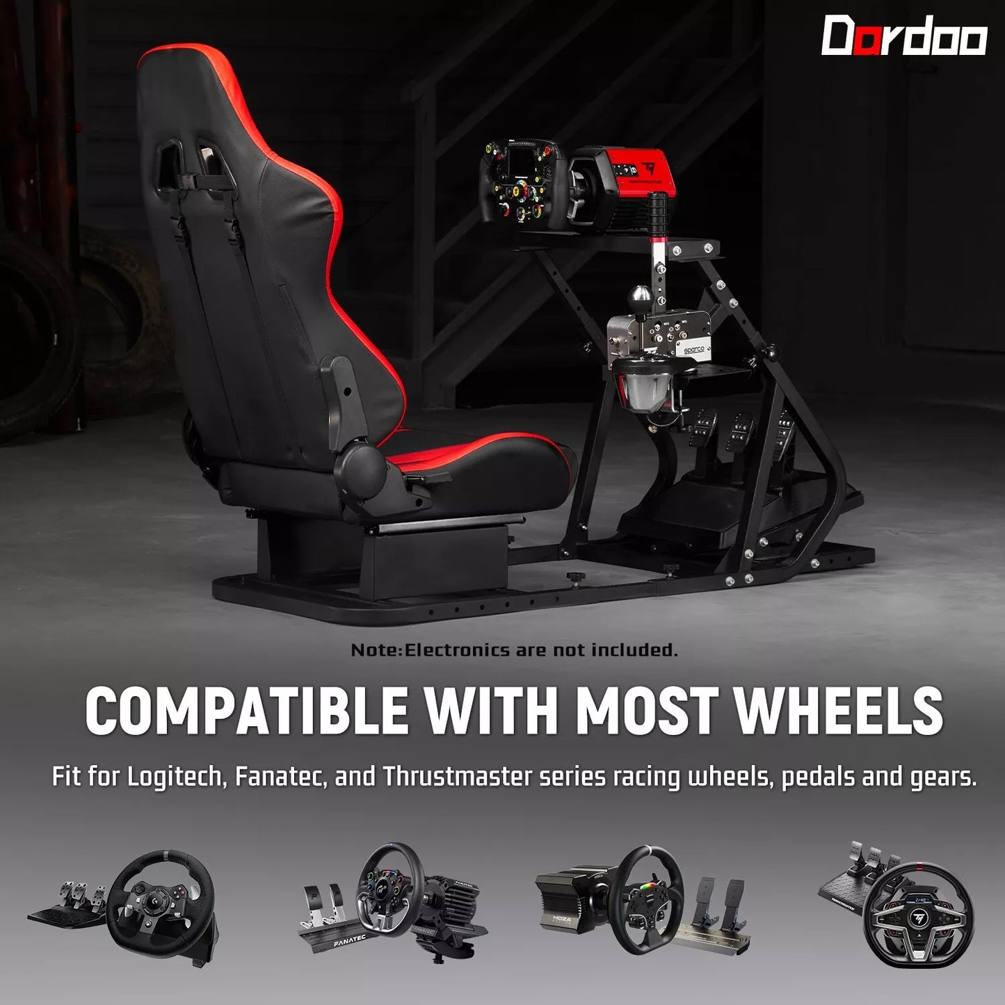Dardoo G923 Racing Simulator Cockpit,Steering Wheel Stand with Red Seat , Fits for Thrustmaster/Logitech/Fanatec G29, G920, T248 T300RS T150, No Pedal Steering Wheel Shifter